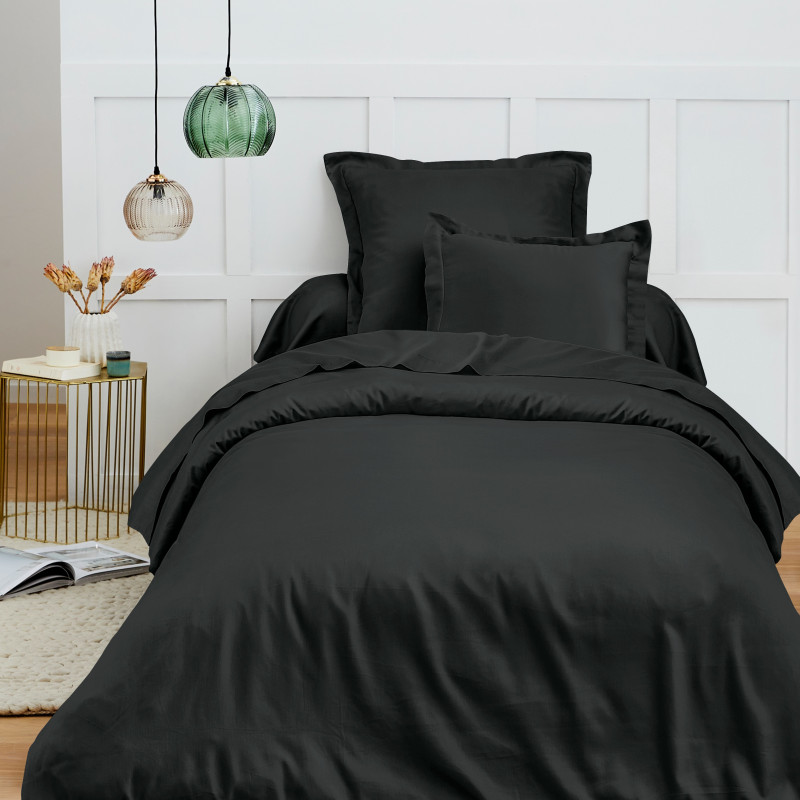 140 x 200 cm "premium" duvet cover for single bed COTON PUR Black