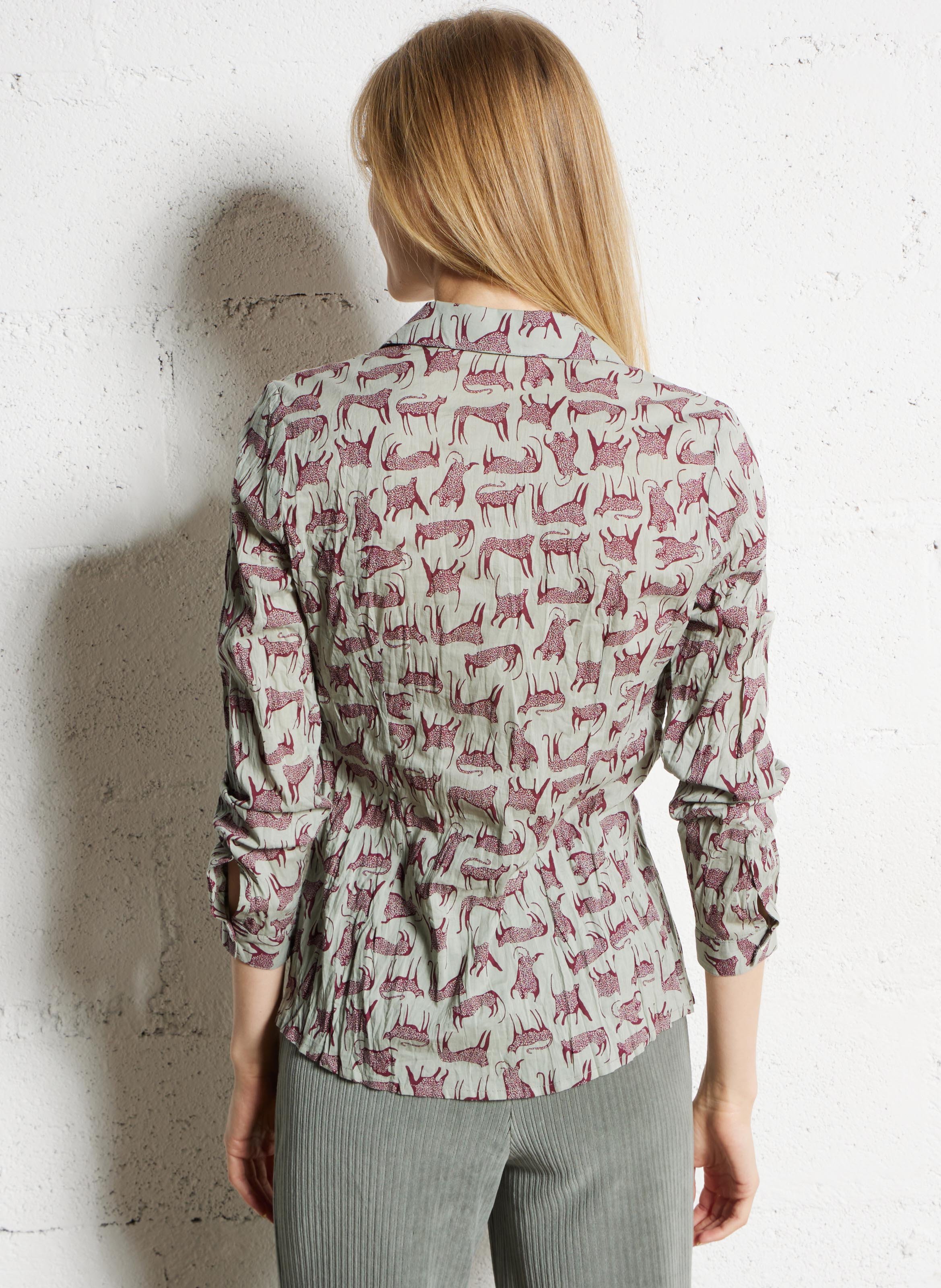 Chemise droite en coton imprimé NICE THINGS Vert