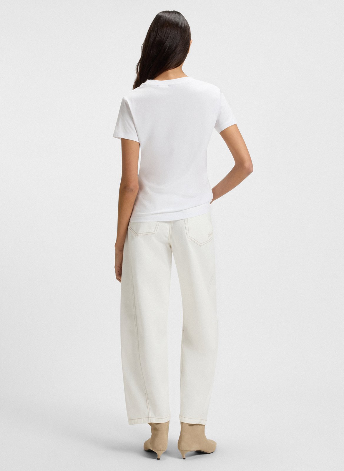 Tee-shirt col rond en coton BOSS Beige