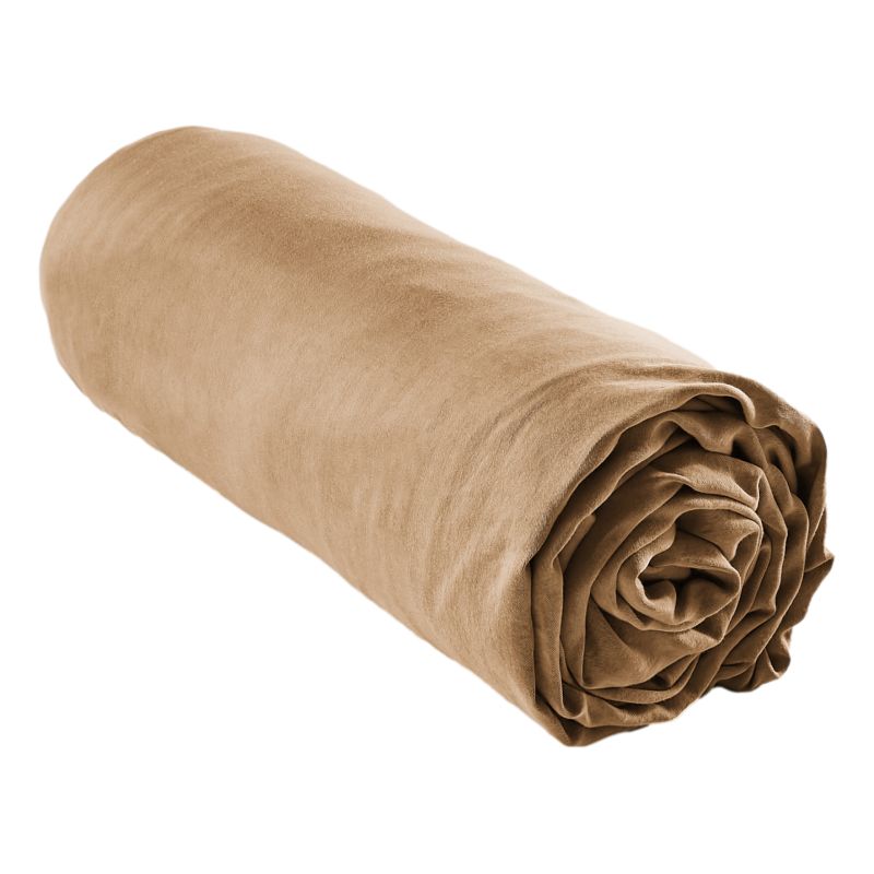 "Fitted sheet "Lysandre" all sizes in "lyocell" butterfly effect" L'EFFET PAPILLON Brown