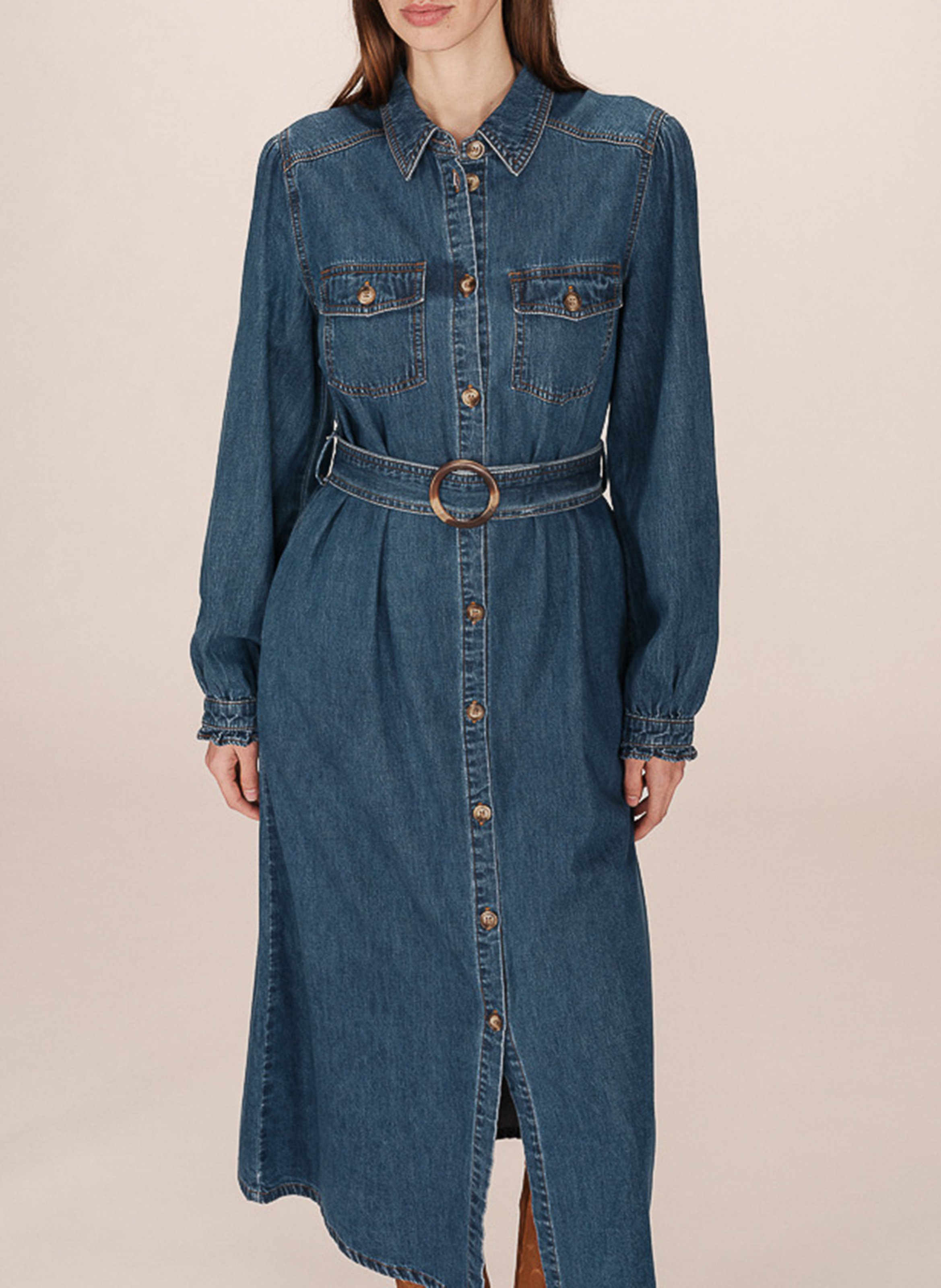 Long cotton-blend dress GRACE ET MILA Blue