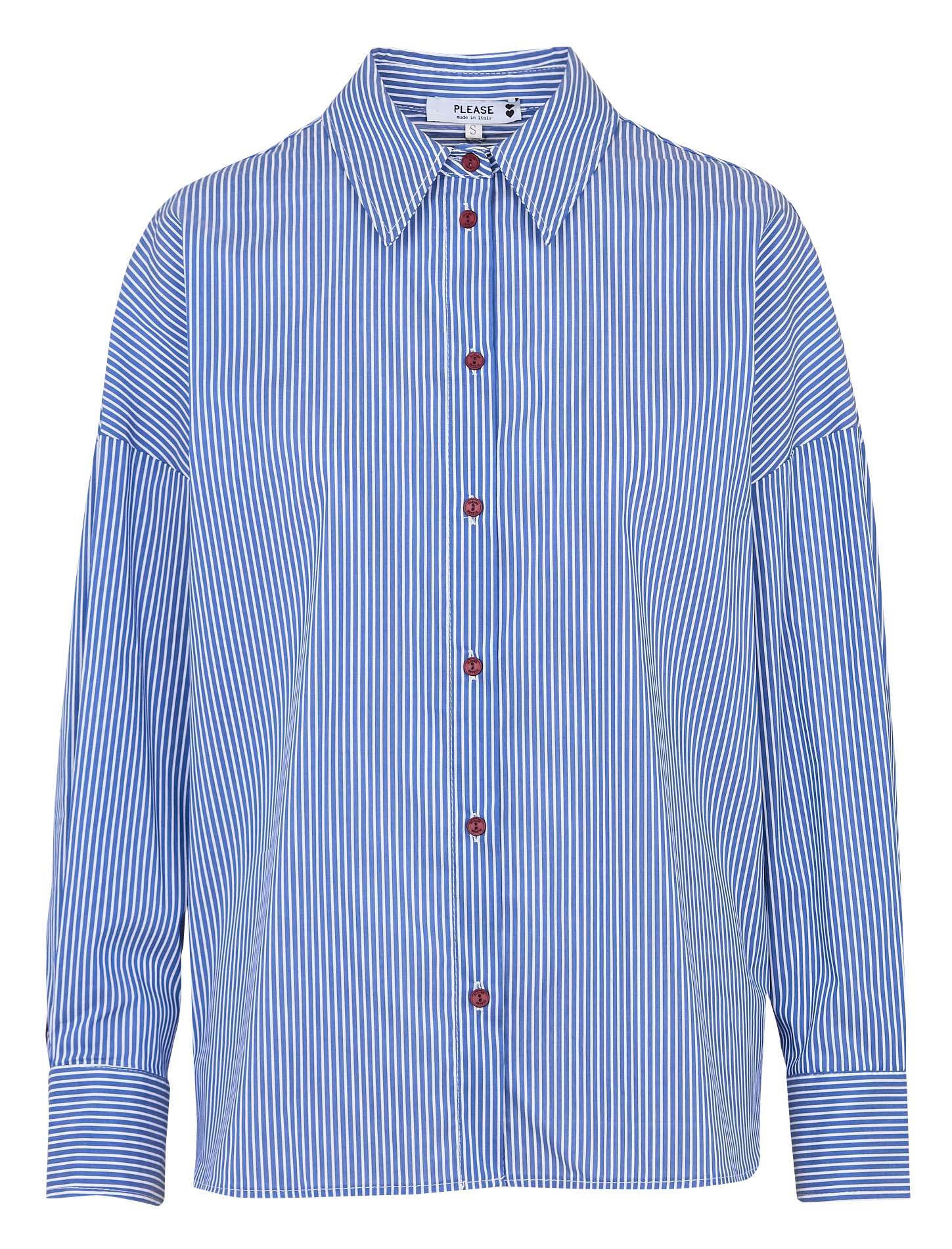 Chemise oversize col classique en coton mélangé PLEASE Bleu