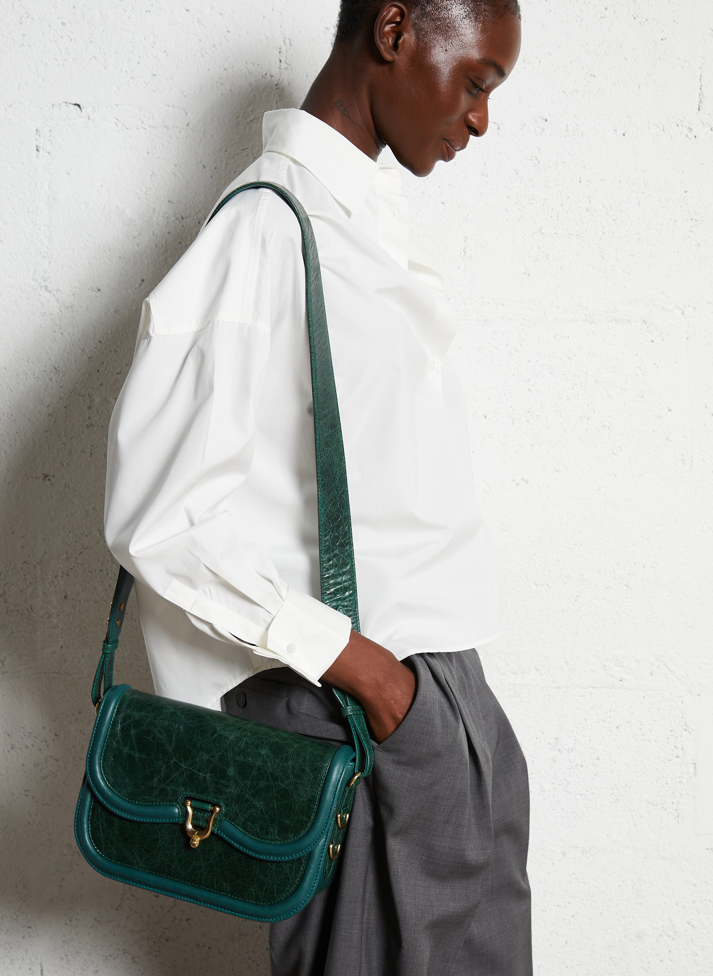Sac bandoulière en cuir mélangé  CLARIS VIROT Vert