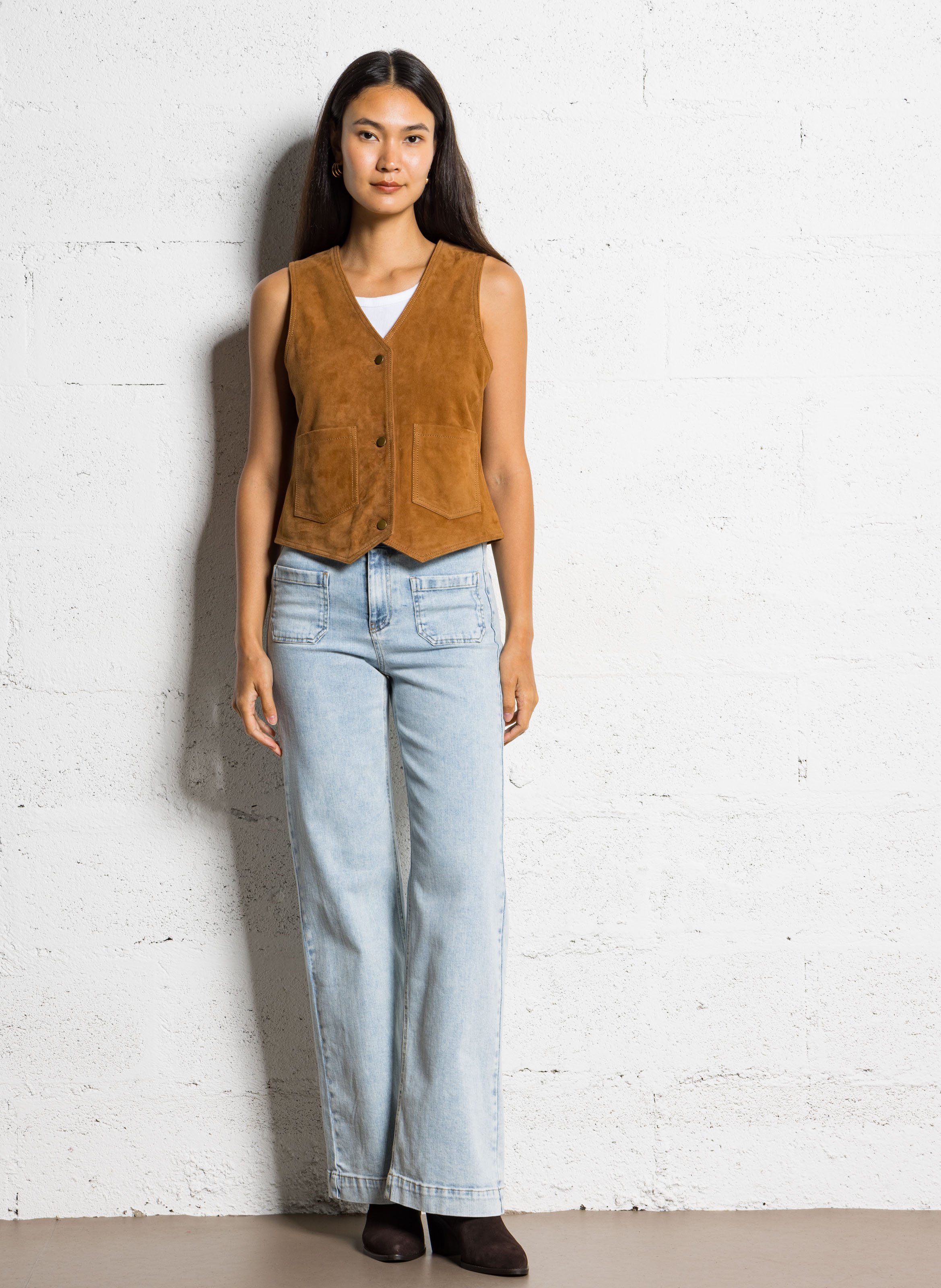 Wide-leg high-waisted stonewash jeans MAISON 123 Blue