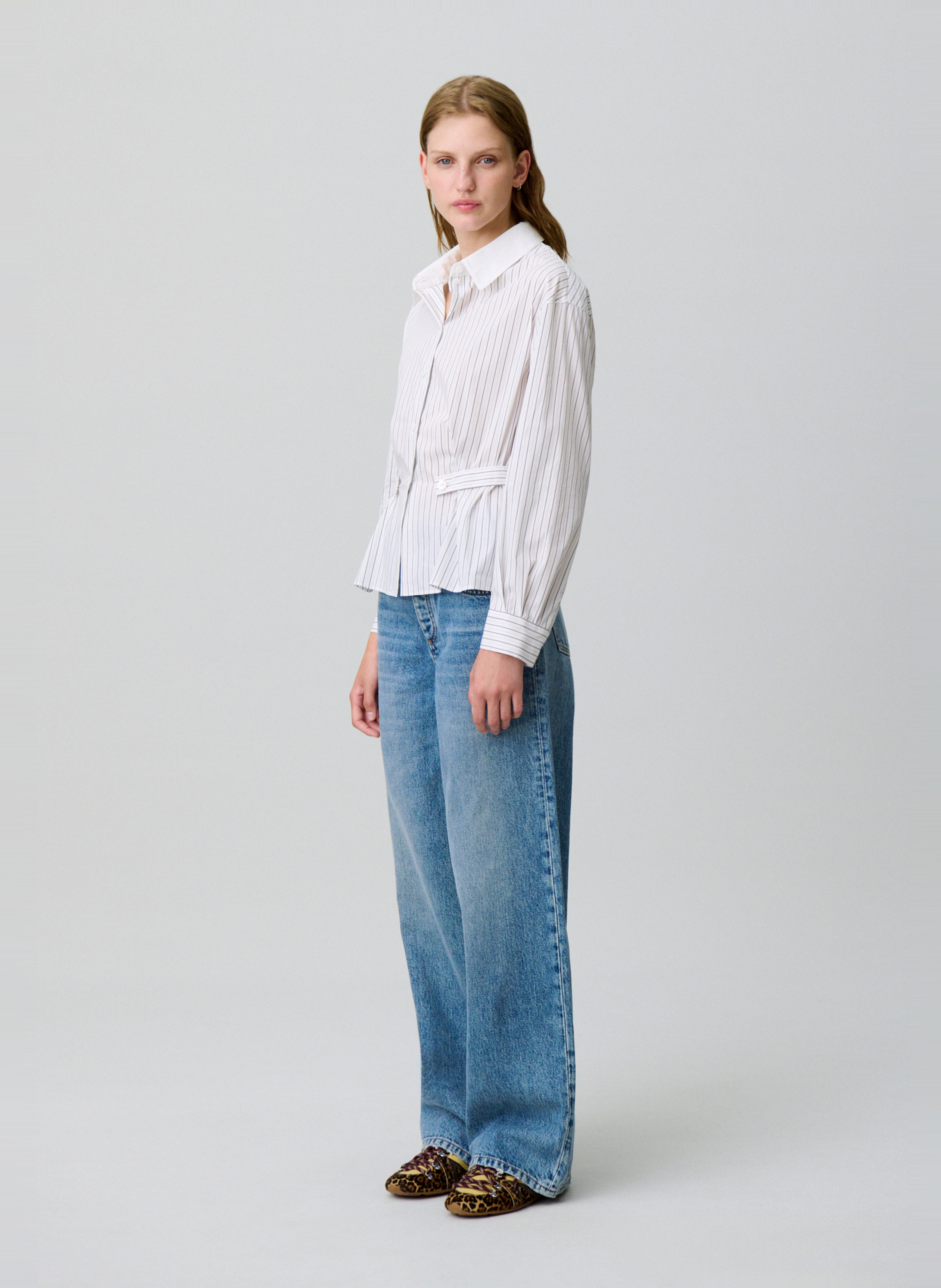 Chemise col classique manches contrastantes en coton CLAUDIE PIERLOT Multicolored