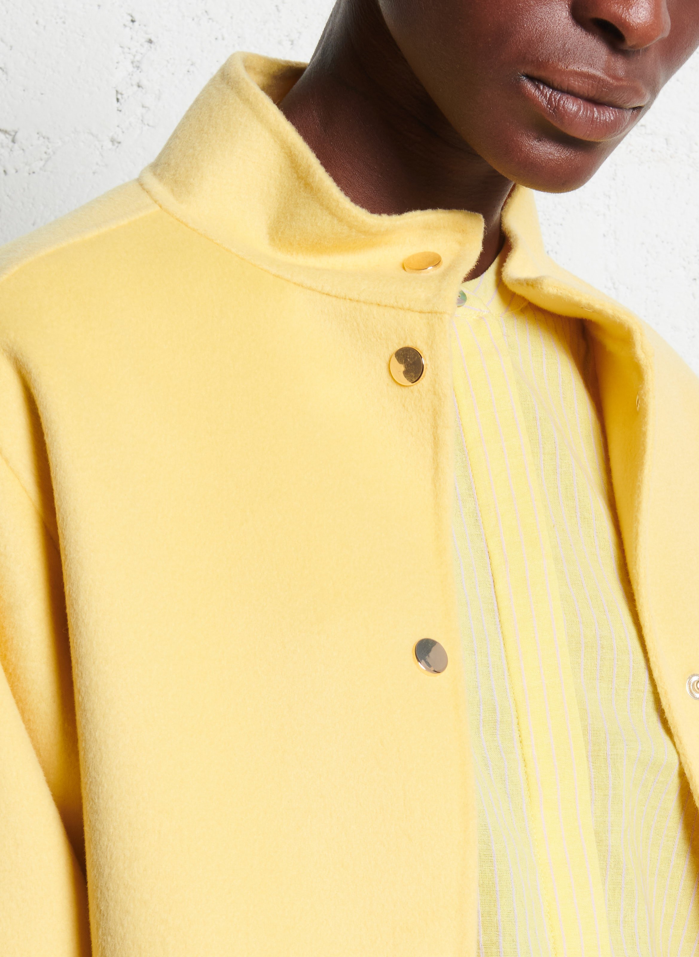 Straight bomber jacket with high collar in mixed wool MAISON 123 Yellow