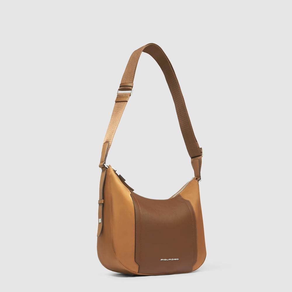 Women's crossbody bag for iPad® mini with RFID protection and pocket for Piquadro smart tracker PIQUADRO Brown