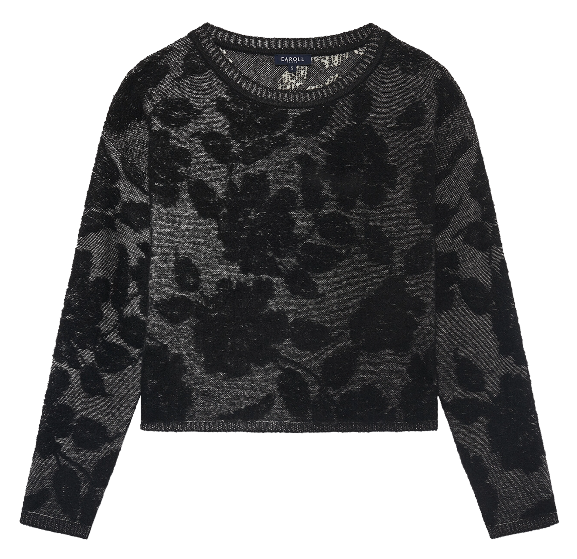 Pull droit col rond en maille CAROLL Noir