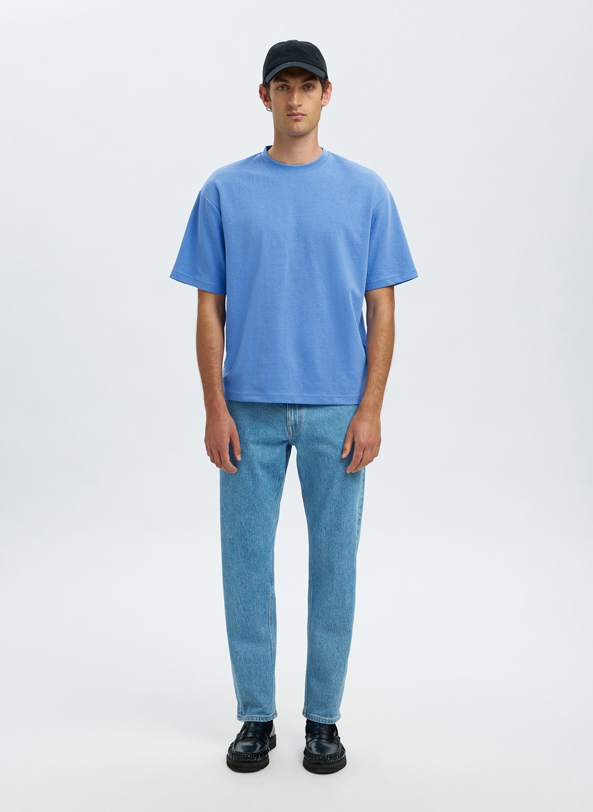 Oversized organic cotton blend t-shirt SELECTED Blue