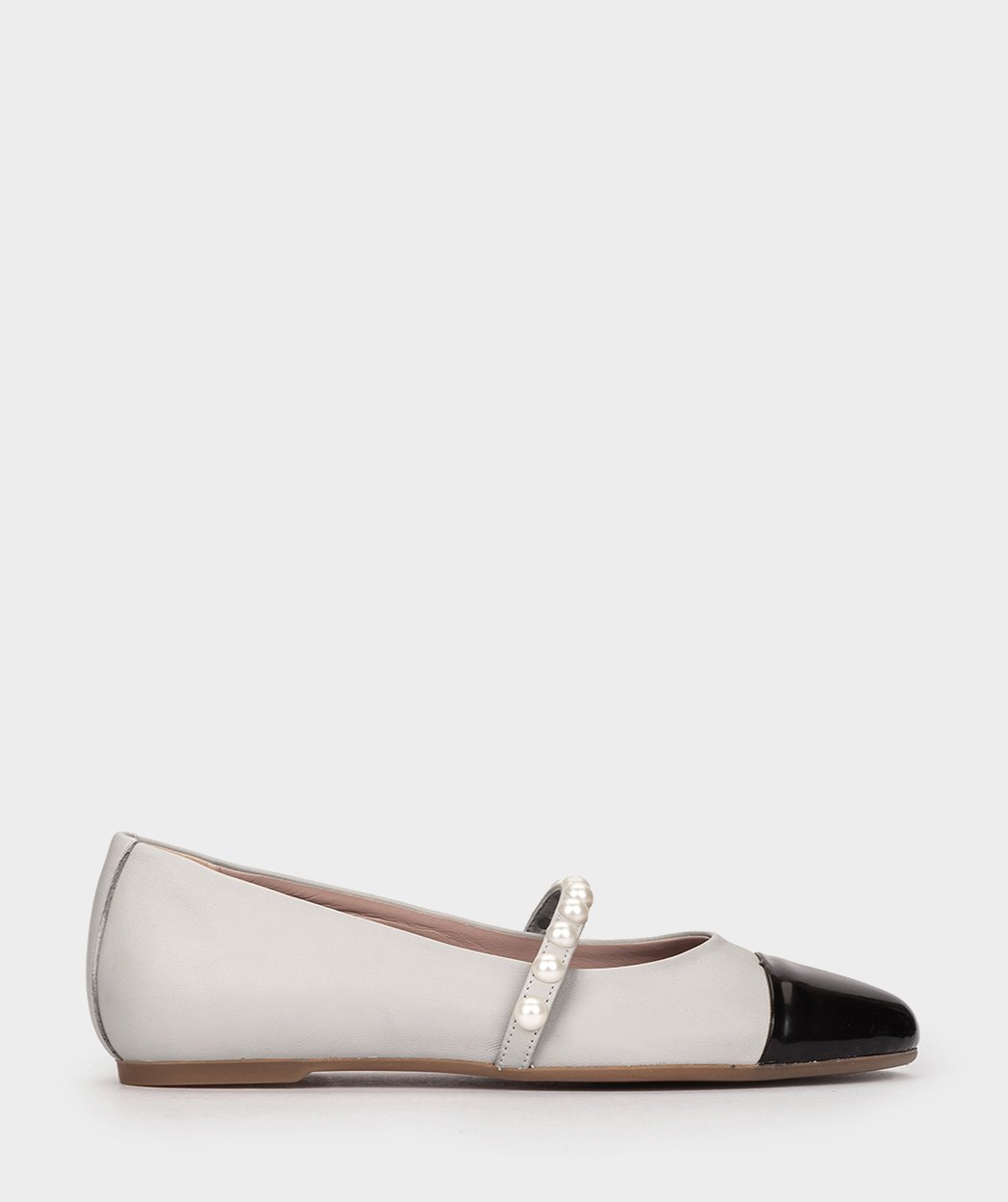 Two-tone leather and patent leather ballet flats PEDRO MIRALLES Grey