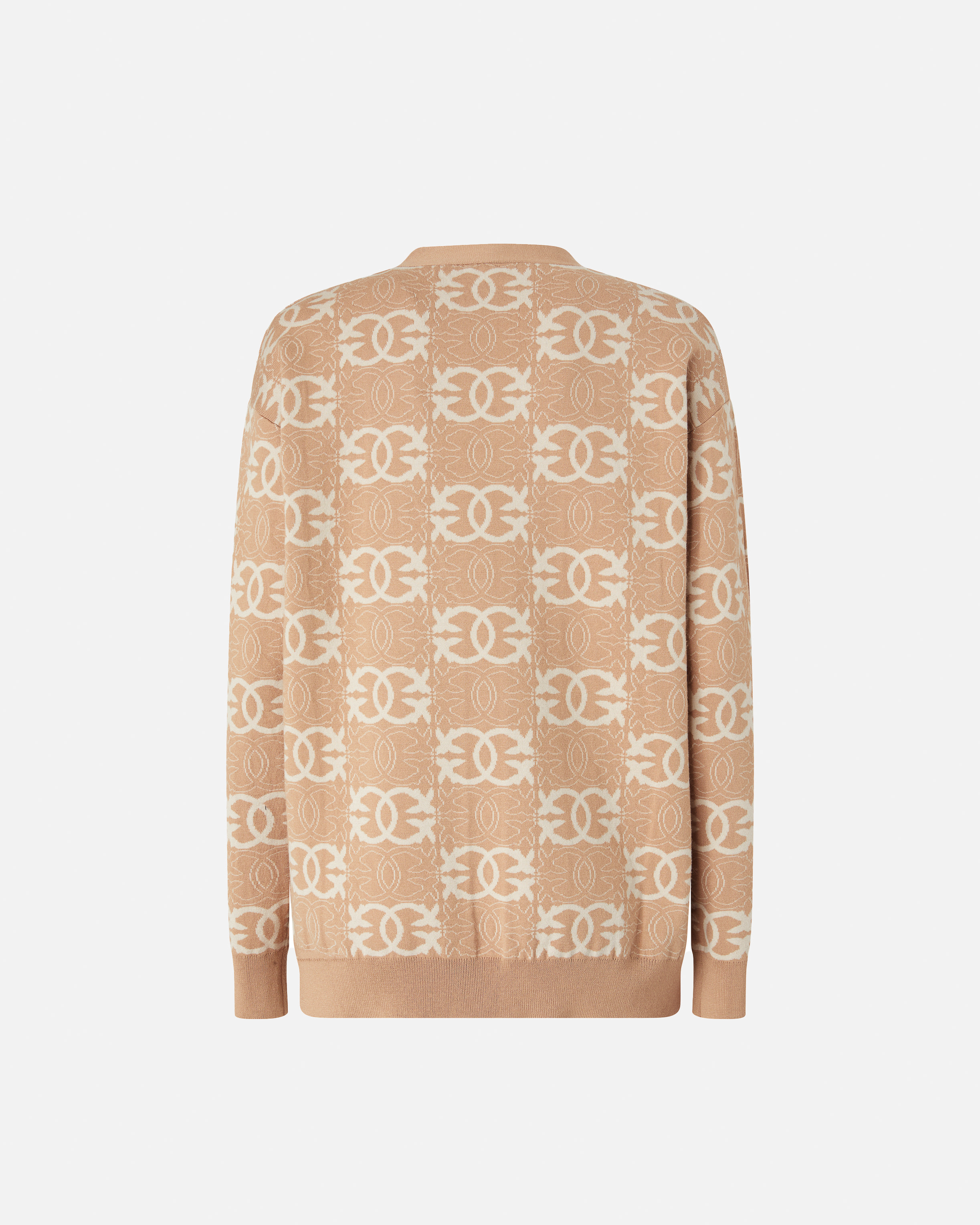 Cardigan with love birds logo PINKO Brown