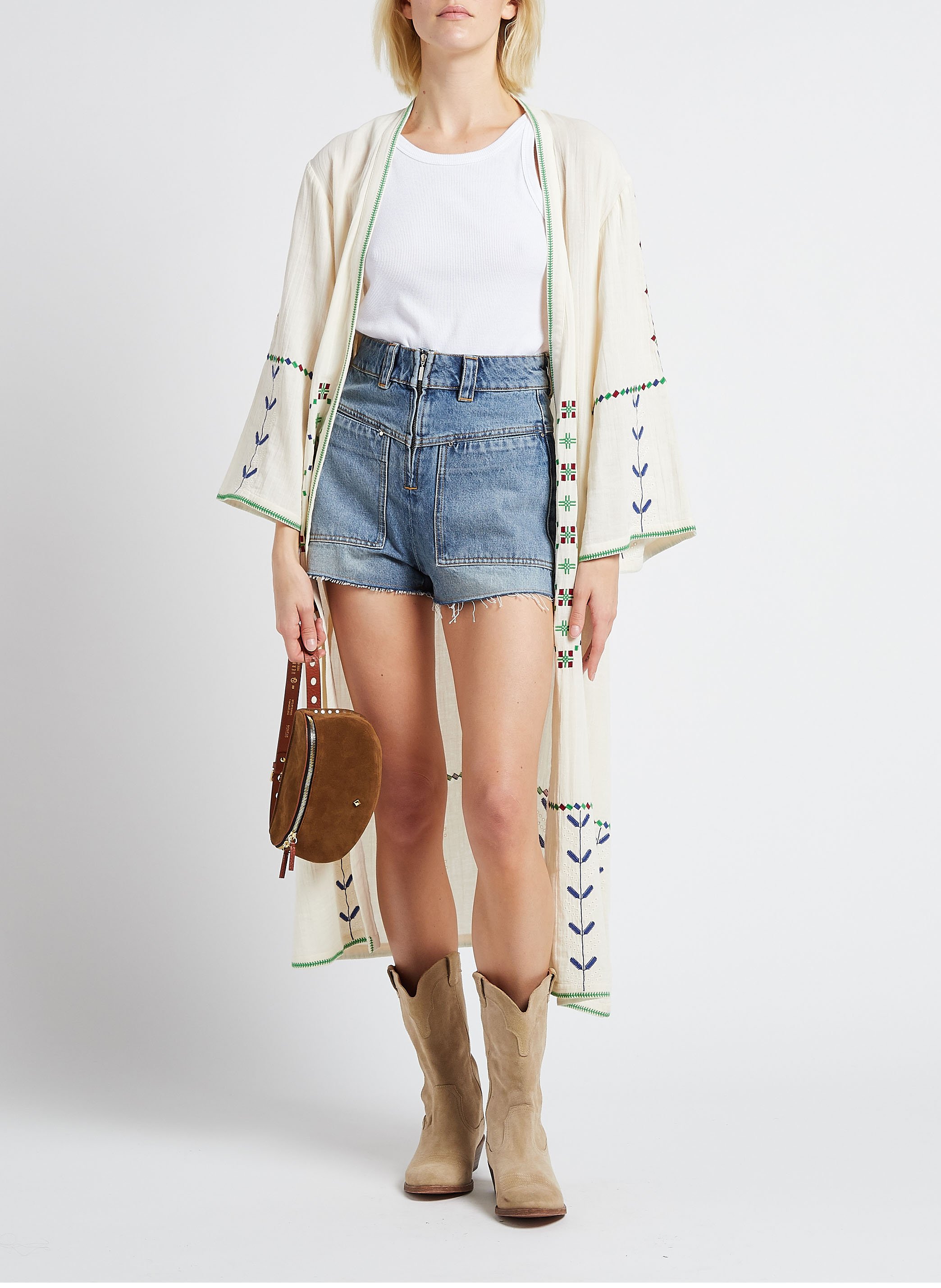 Sac banane en cuir velours HERBERT FRERE SOEUR Marron