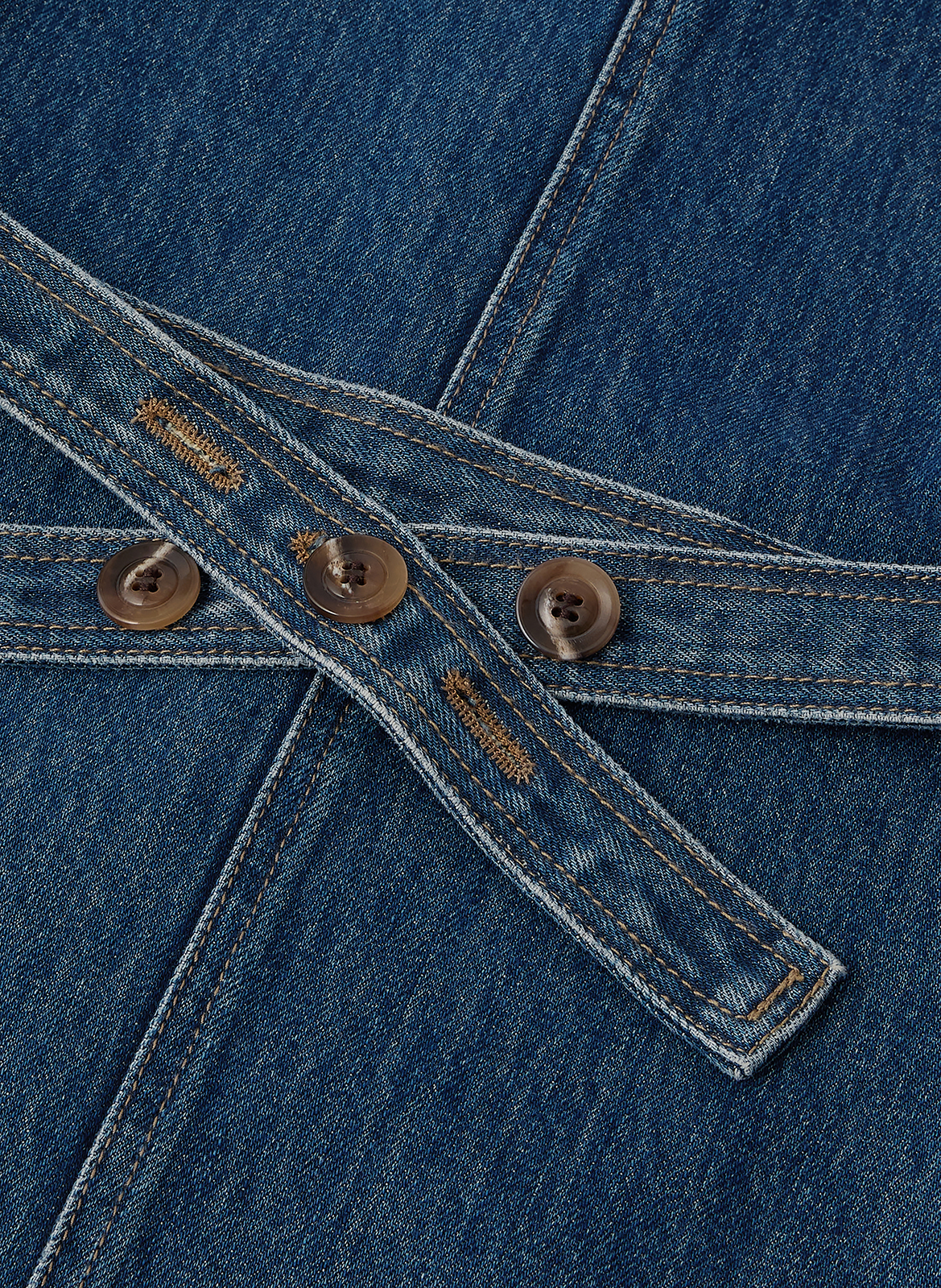 Top col rond en denim SOEUR Bleu