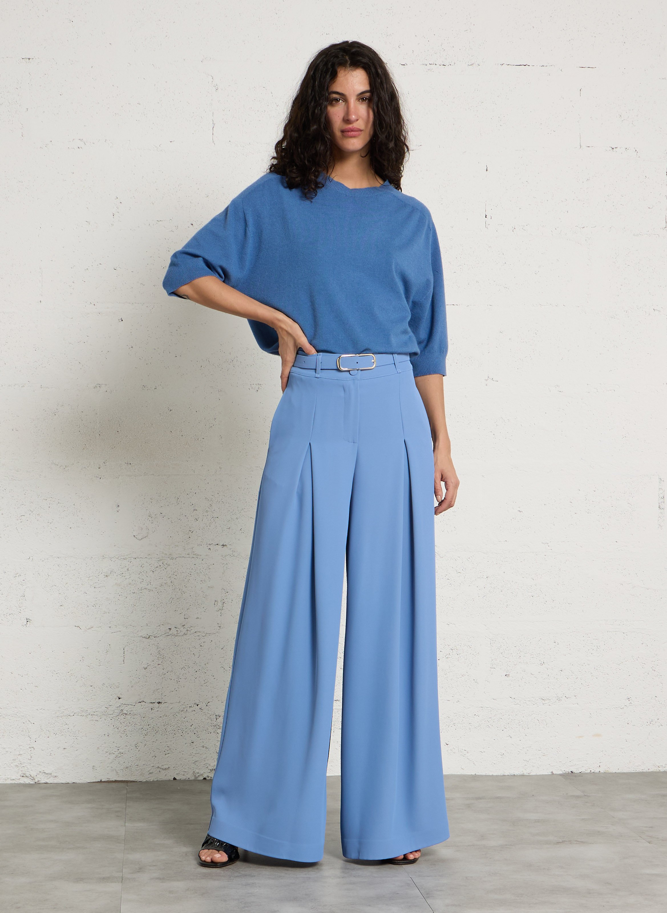 Pantalon palazzo avec ceinture IMPERIAL Bleu