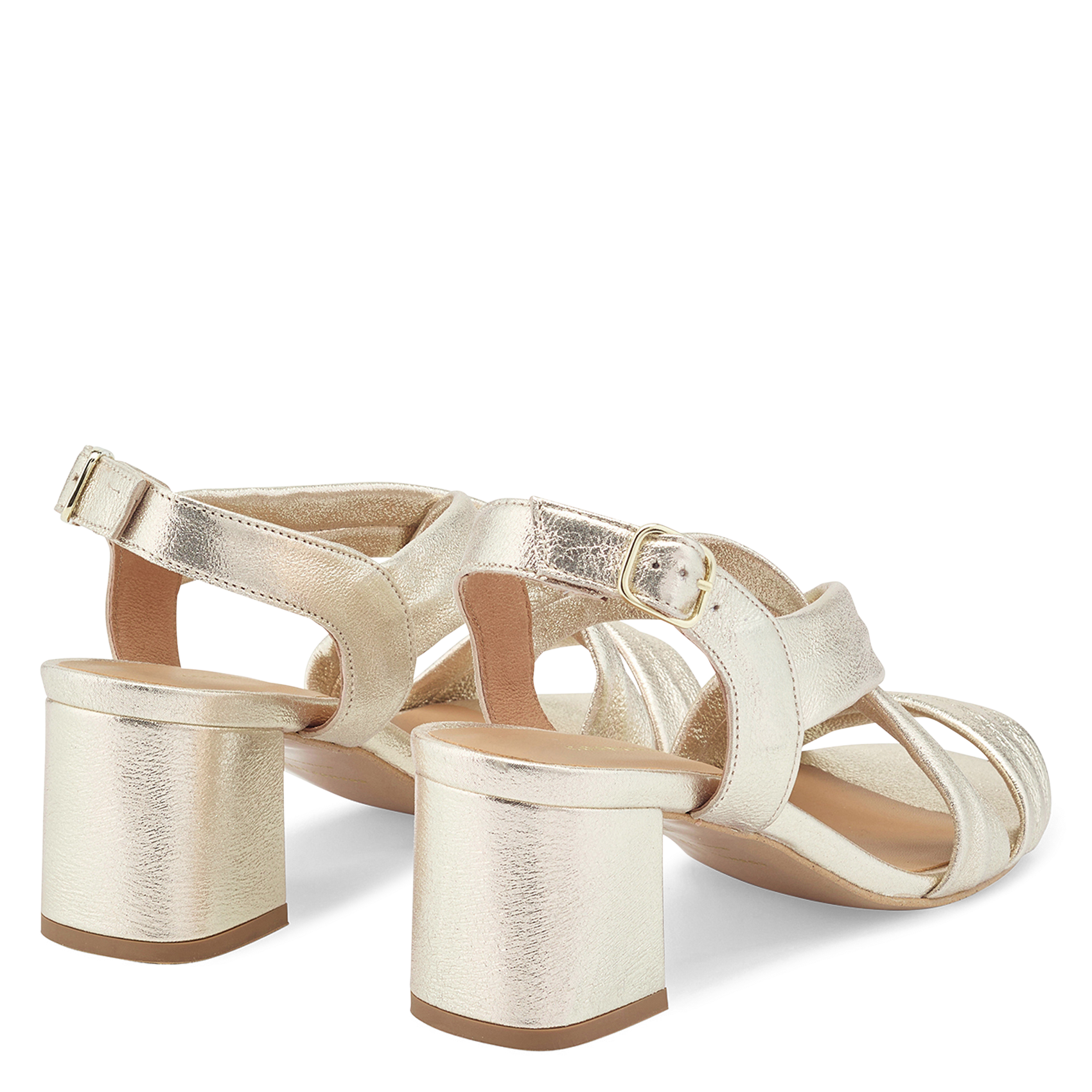 Heeled metallic leather sandals COSMOPARIS Golden