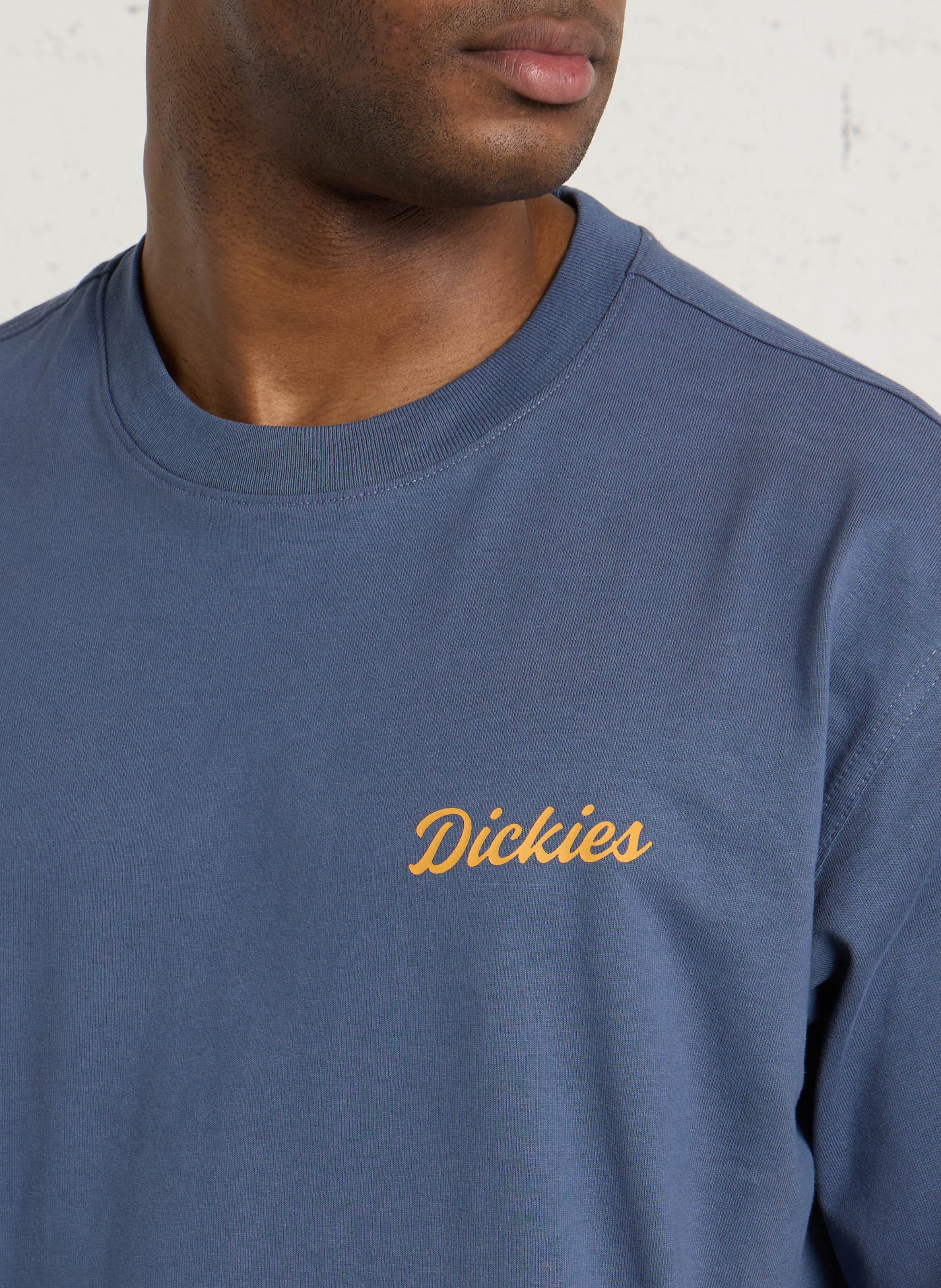 Tee-shirt droit col rond sérigraphié en coton DICKIES Bleu