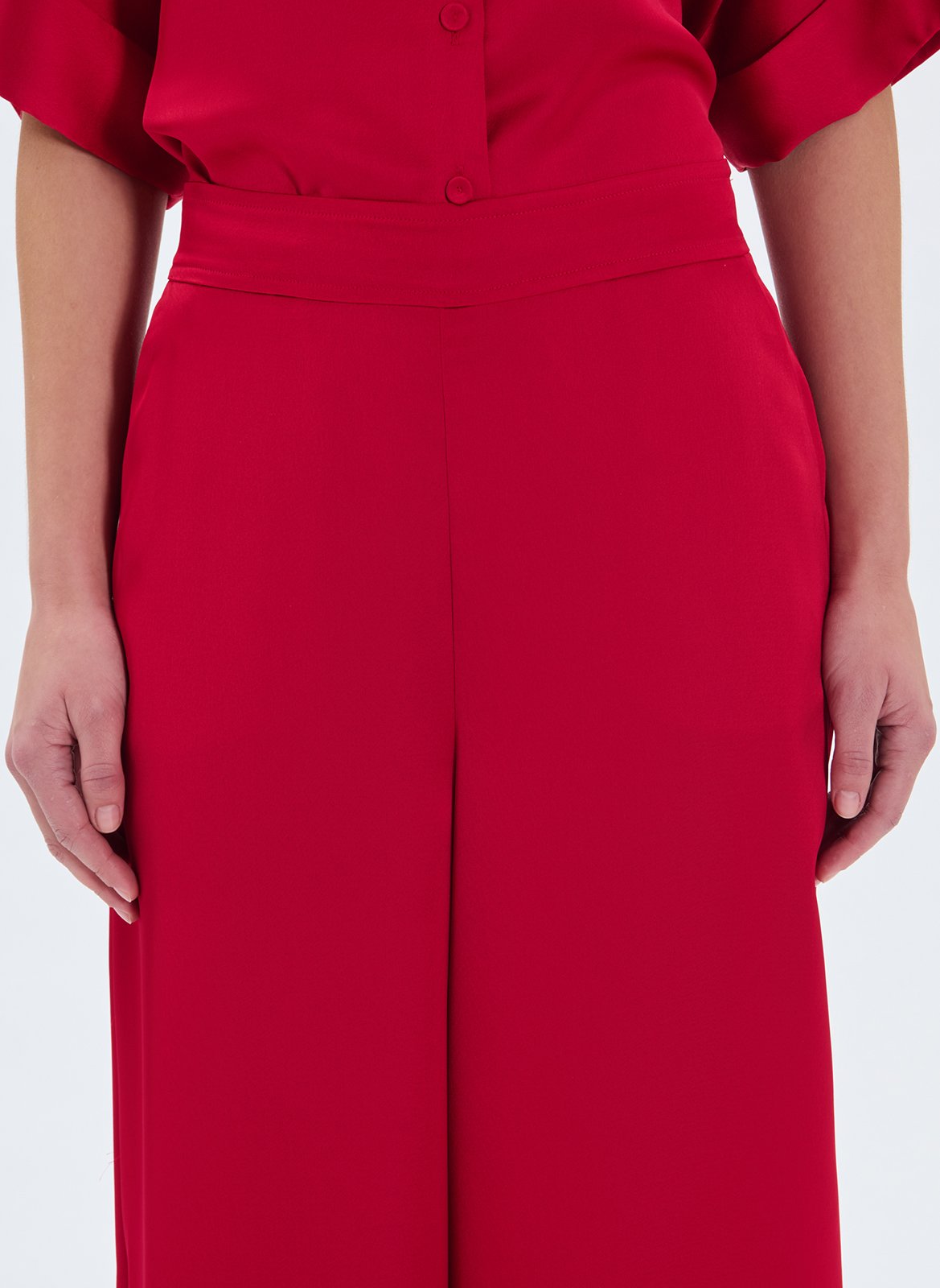 Pantalon large satiné Rouge