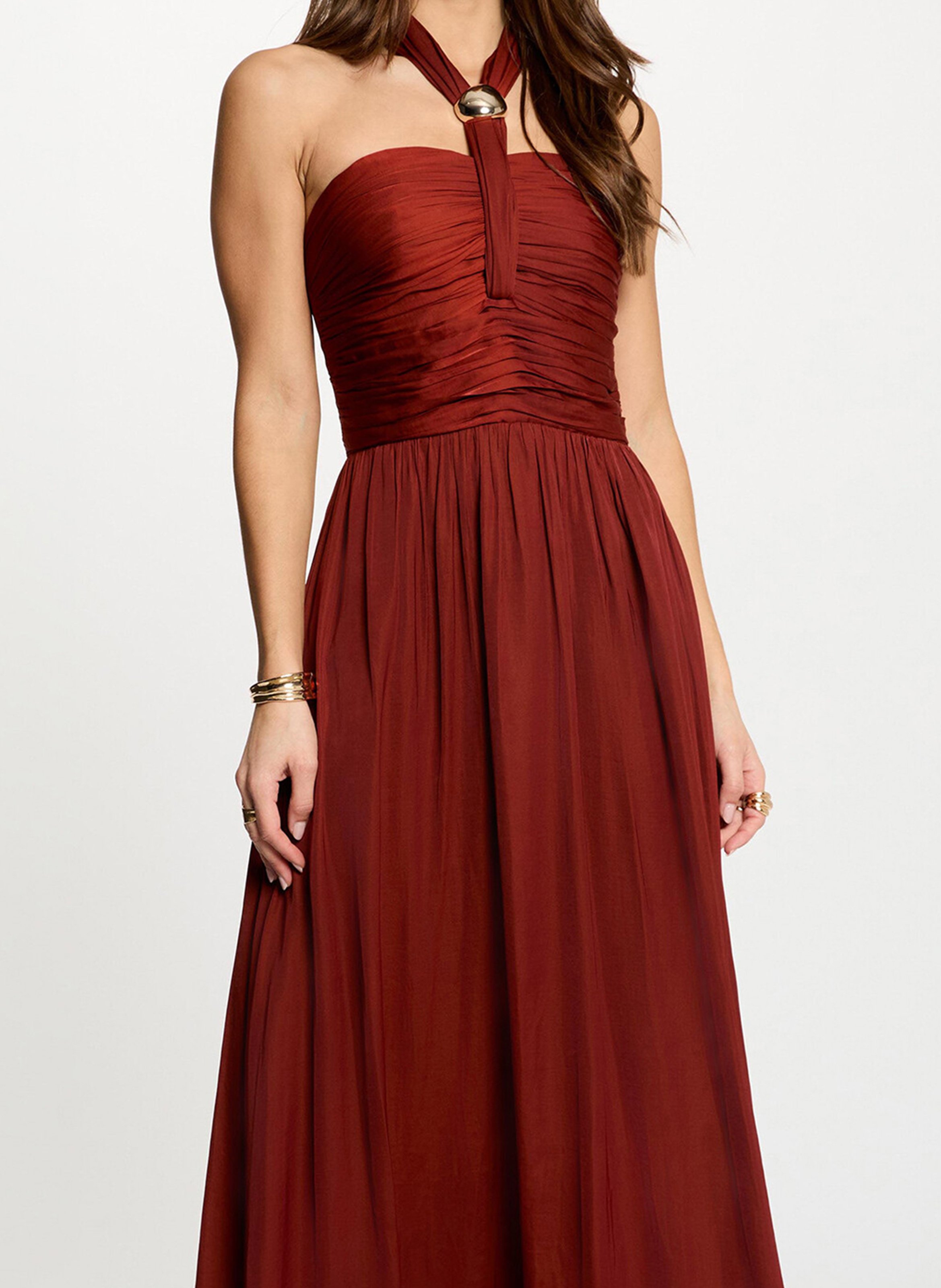 Robe longue ample unie MORGAN Marron