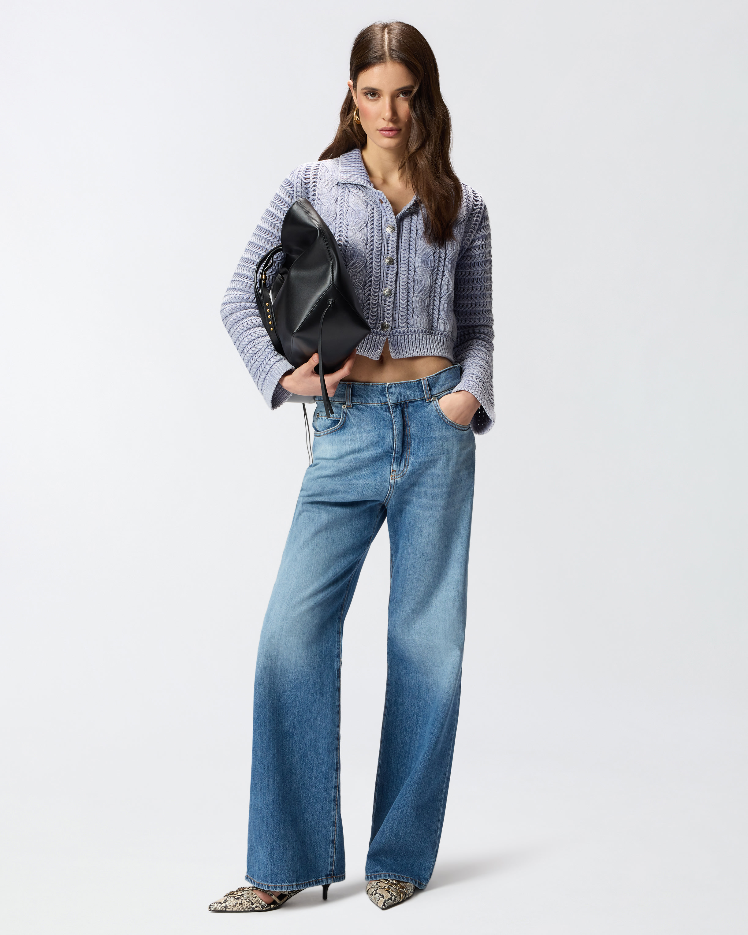 Jean wide leg décoloré PINKO Bleu