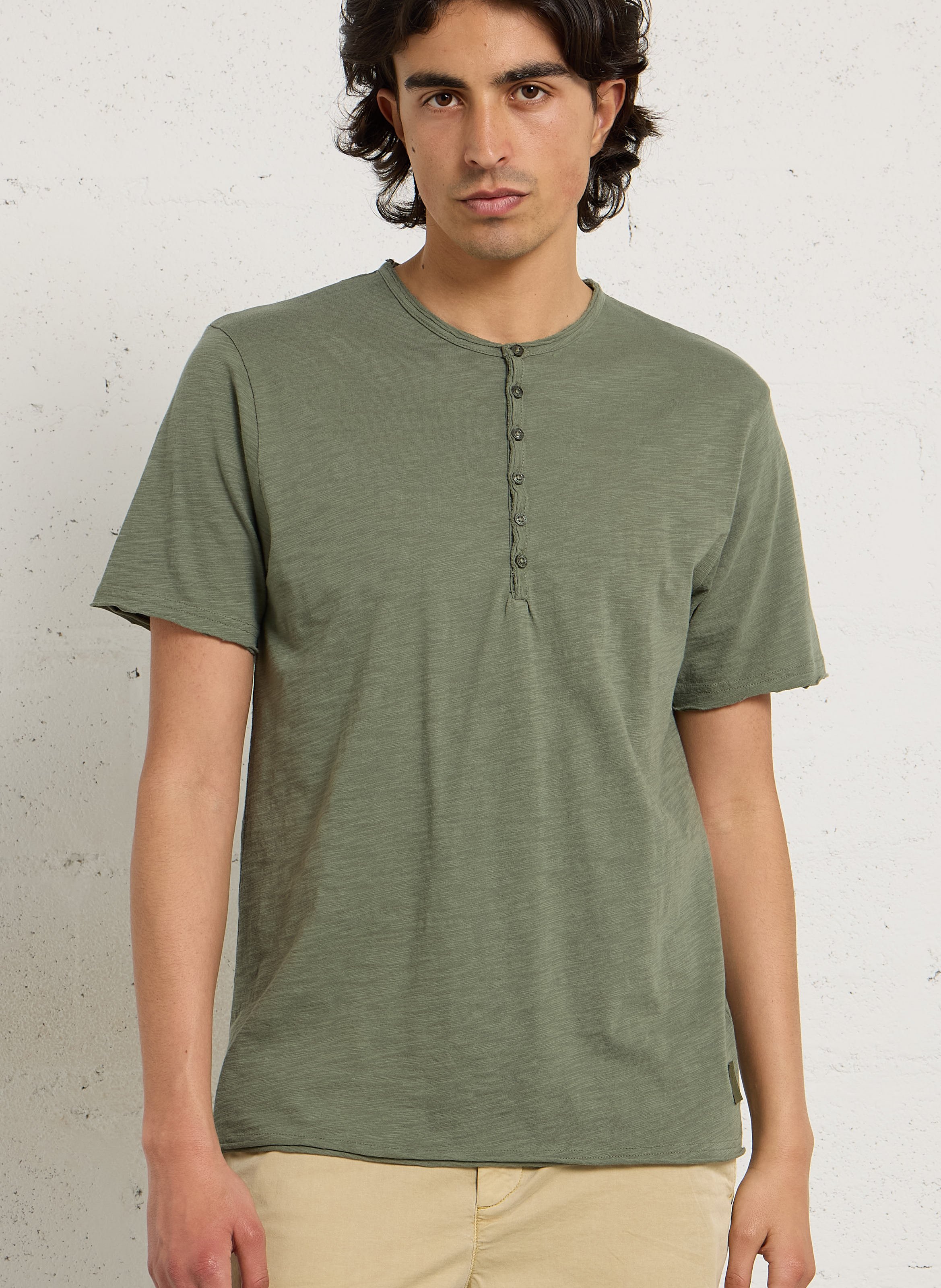 Tee-shirt droit col rond boutonné en coton LE TEMPS DES CERISES Blanc