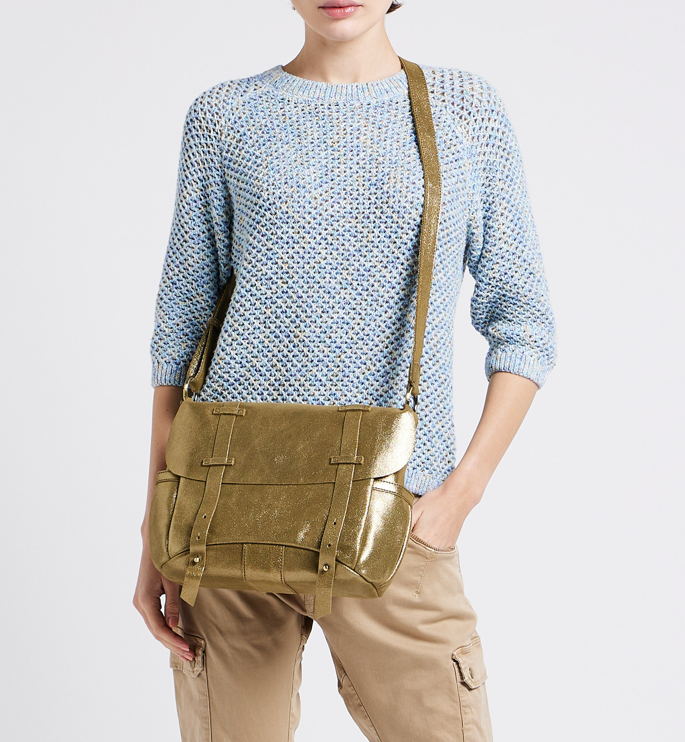 Besace en cuir irisé MILA LOUISE Vert