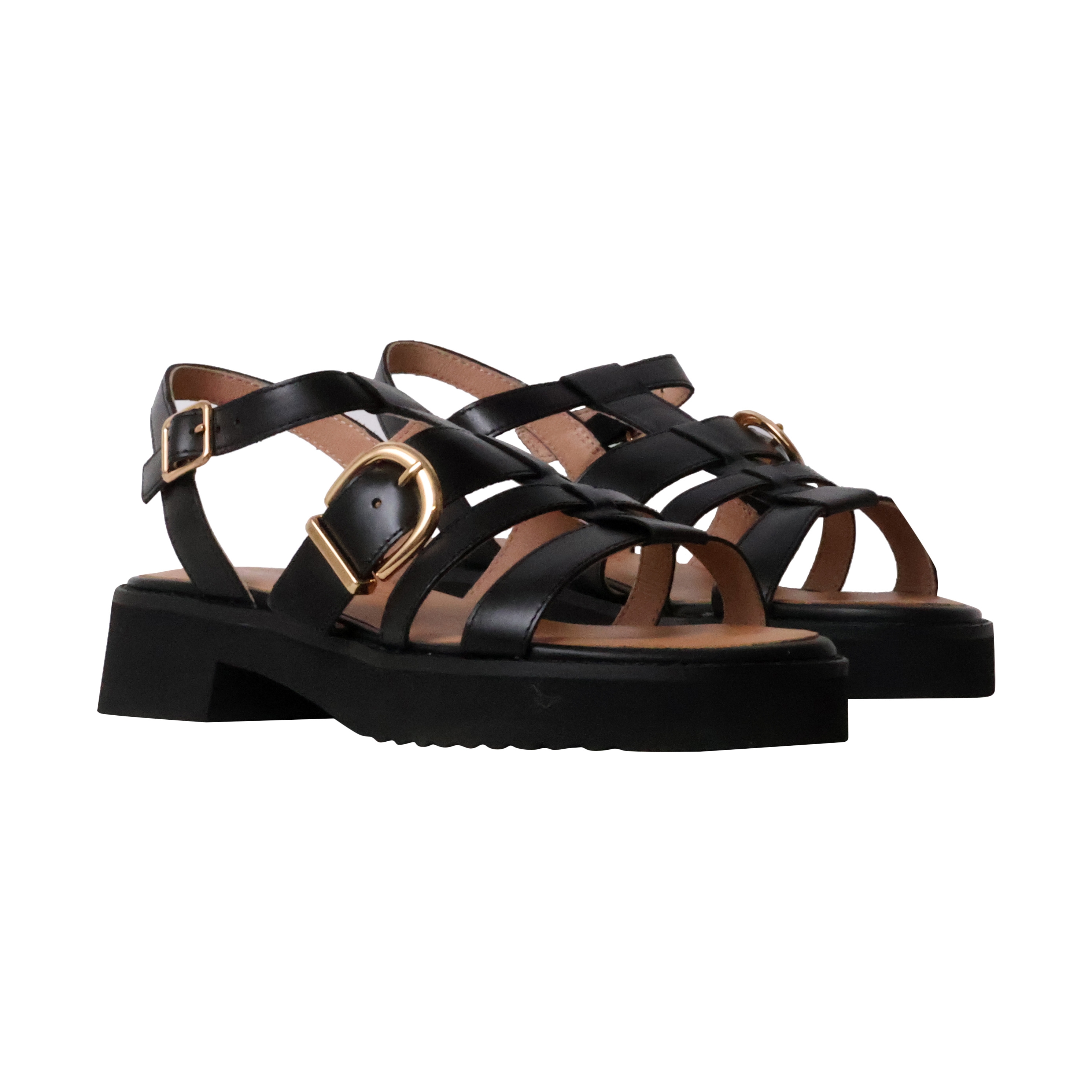 Claudia leather sandals EMILIE KARSTON Black