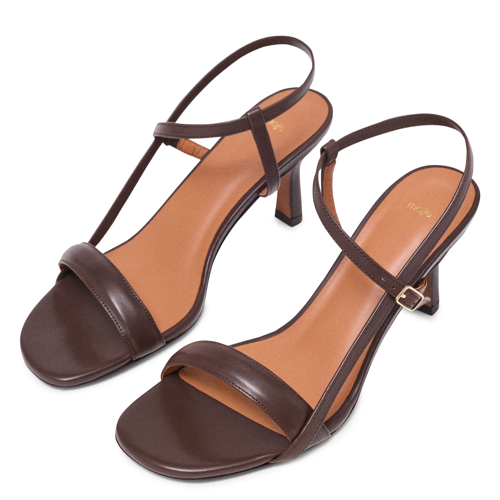 Sandales à talon en cuir MAJE Marron