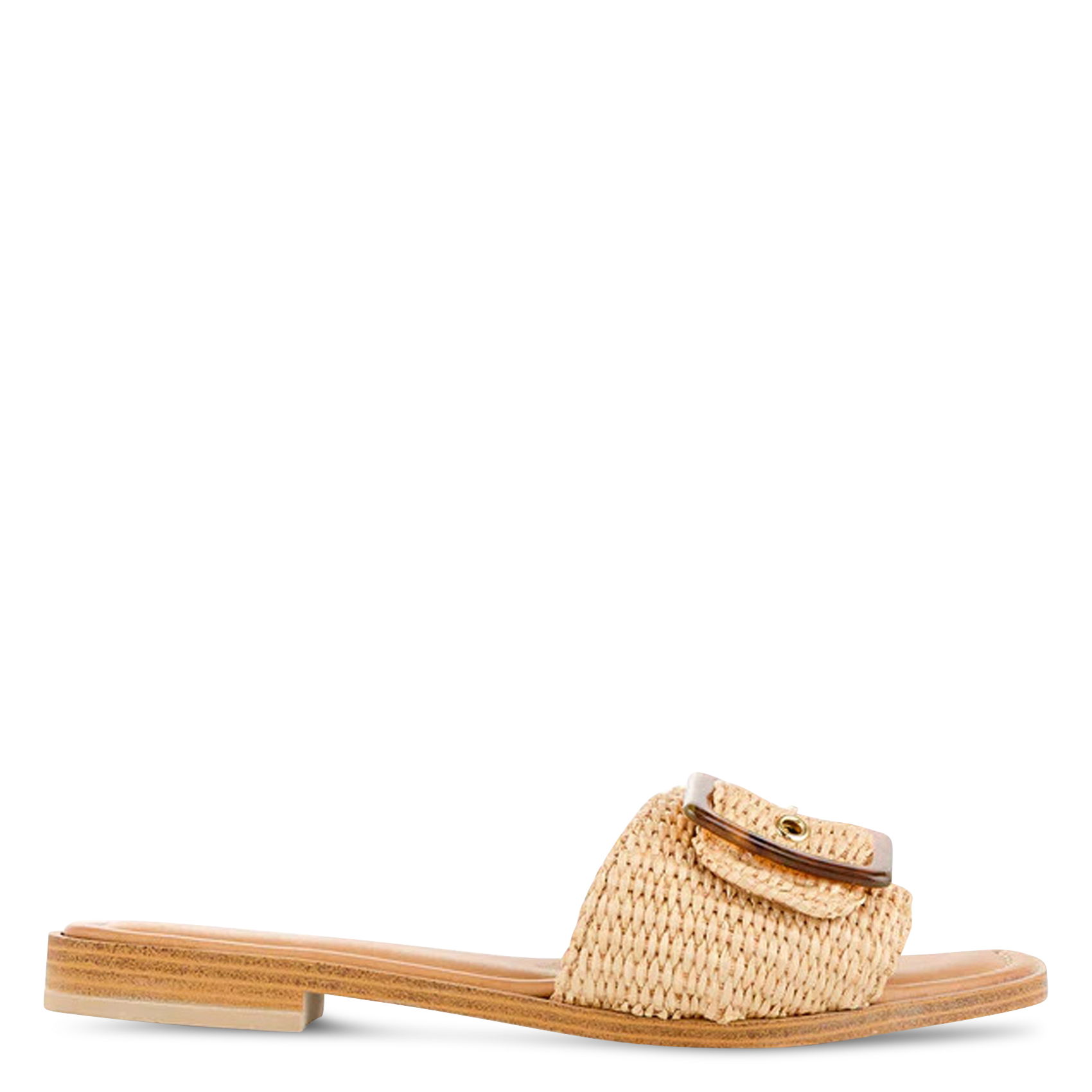 Flache Sandalen mit Raphia-Schnalle COSMOPARIS Beige