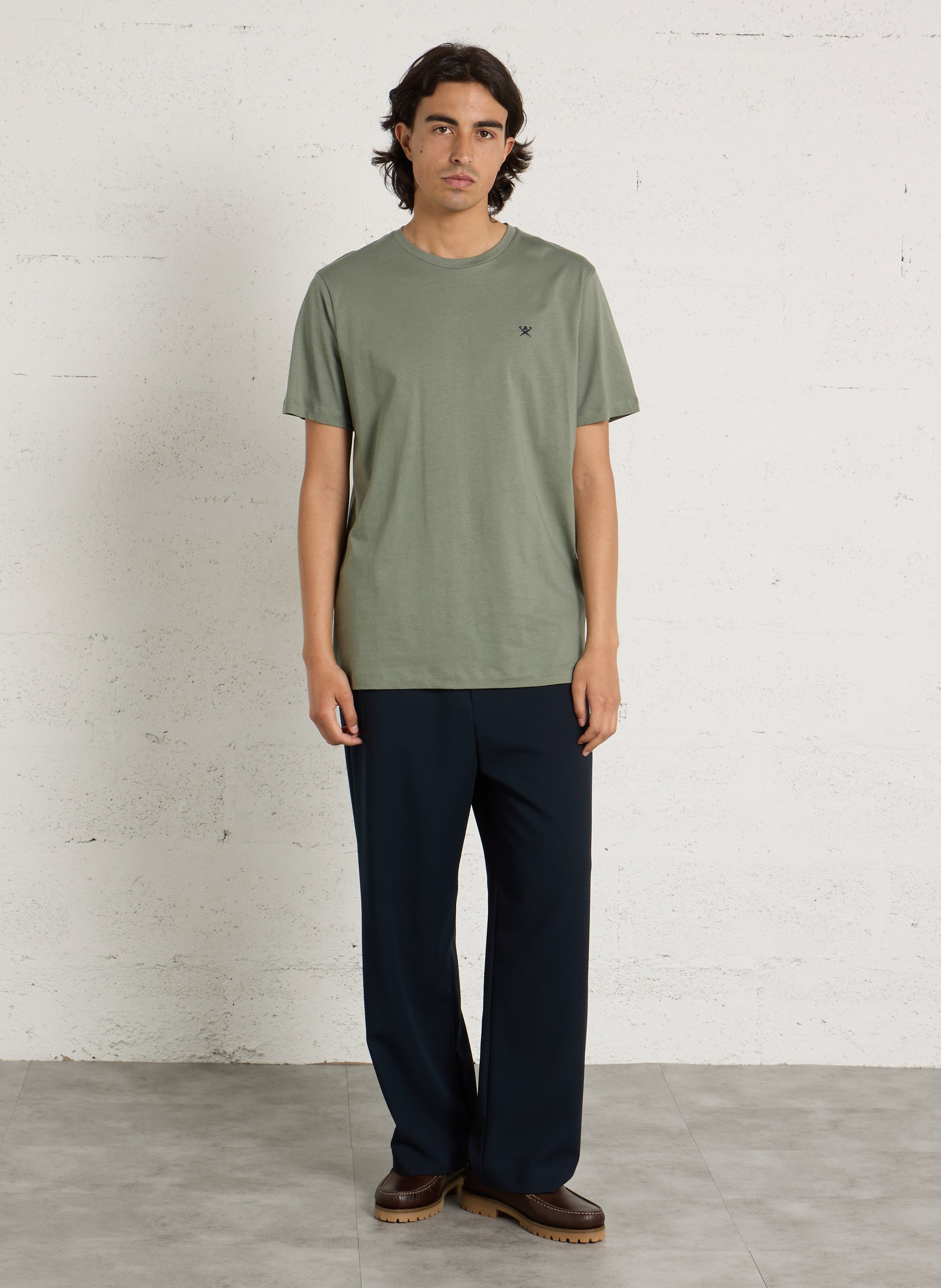 Tee-shirt col rond en coton HACKETT Vert