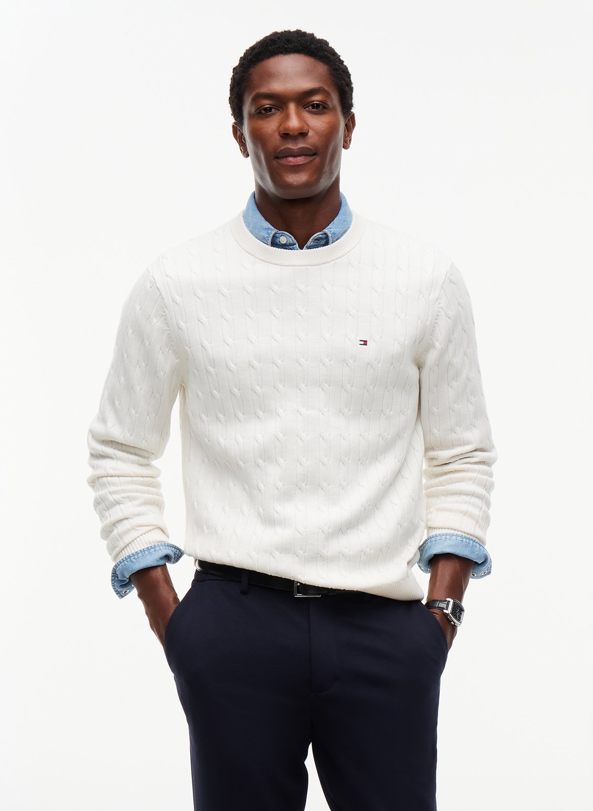 Straight organic cotton round-neck sweater TOMMY HILFIGER