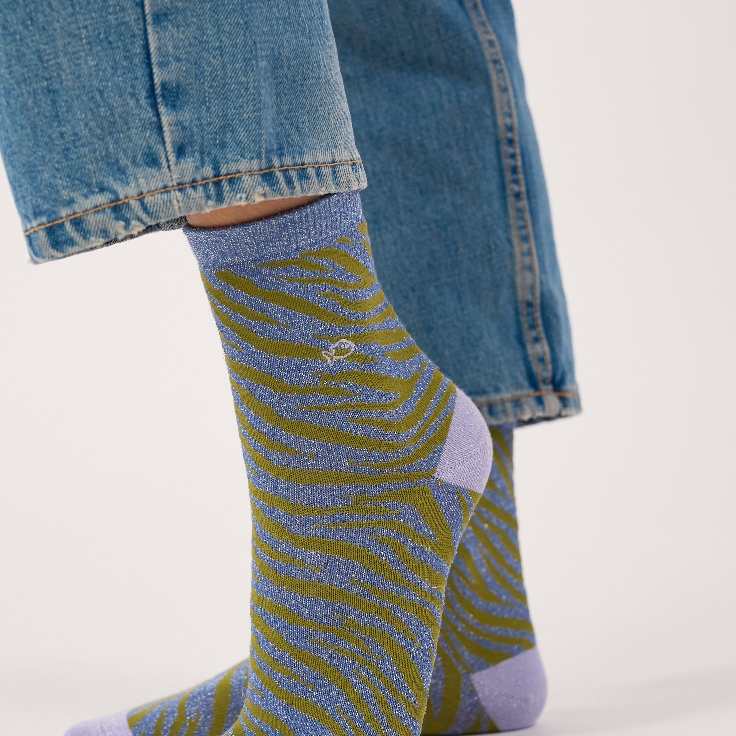 Combed Cotton Zebra Socks | Blue BILLYBELT Women
