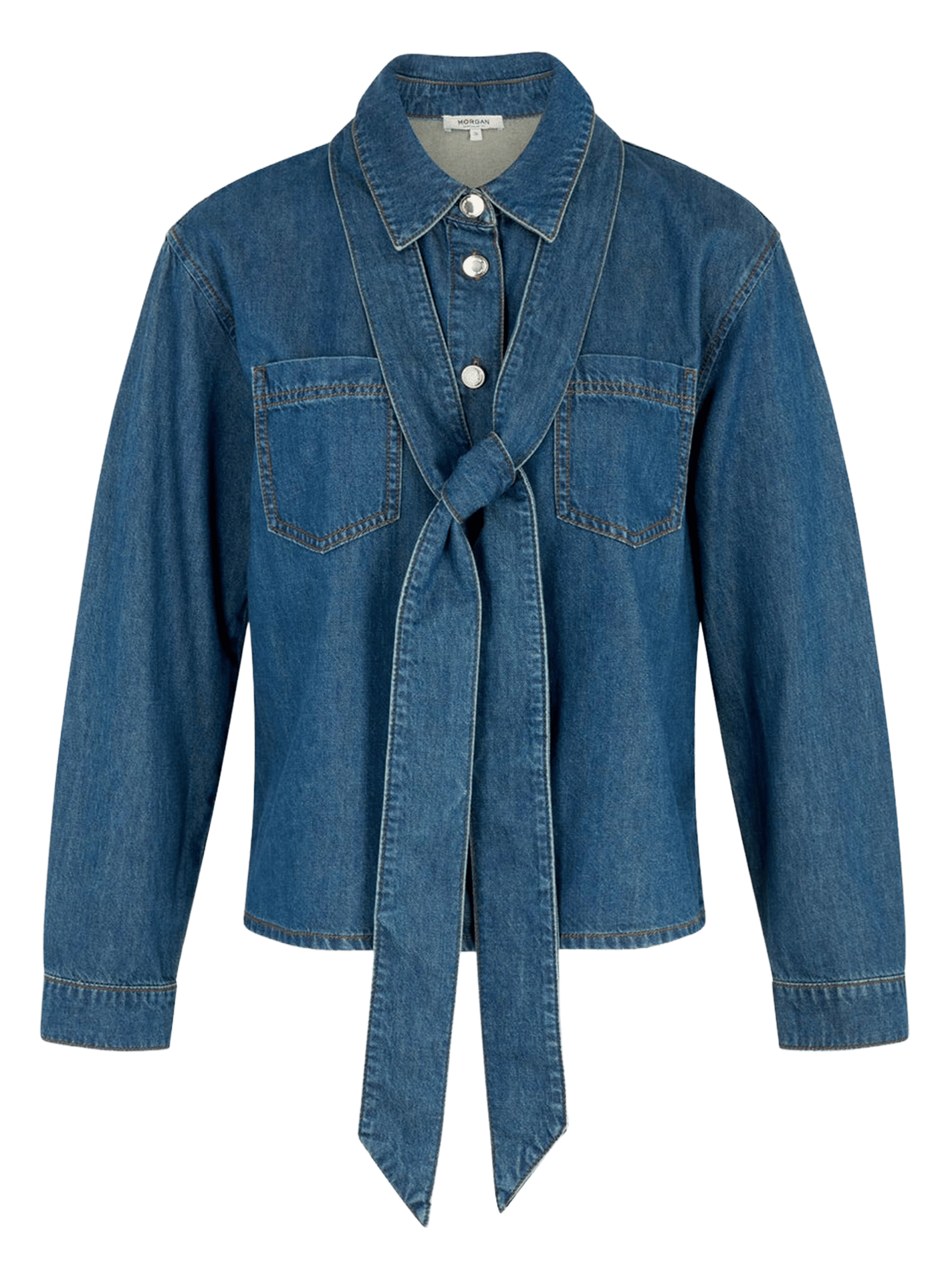 Chemise denim droite en coton mélangé MORGAN Bleu