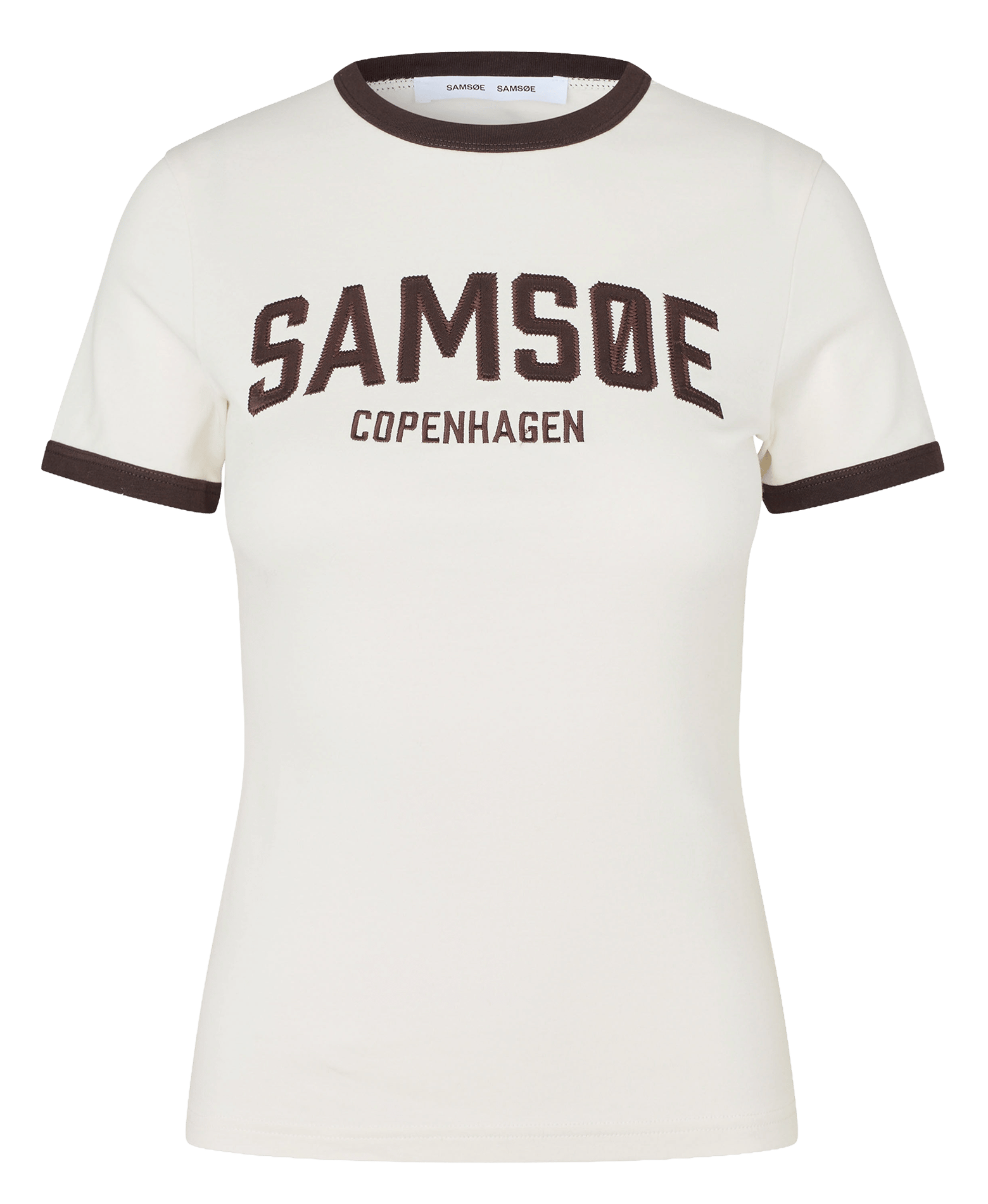 T-shirt droit col rond imprimé en coton bio SAMSOE SAMSOE Blanc