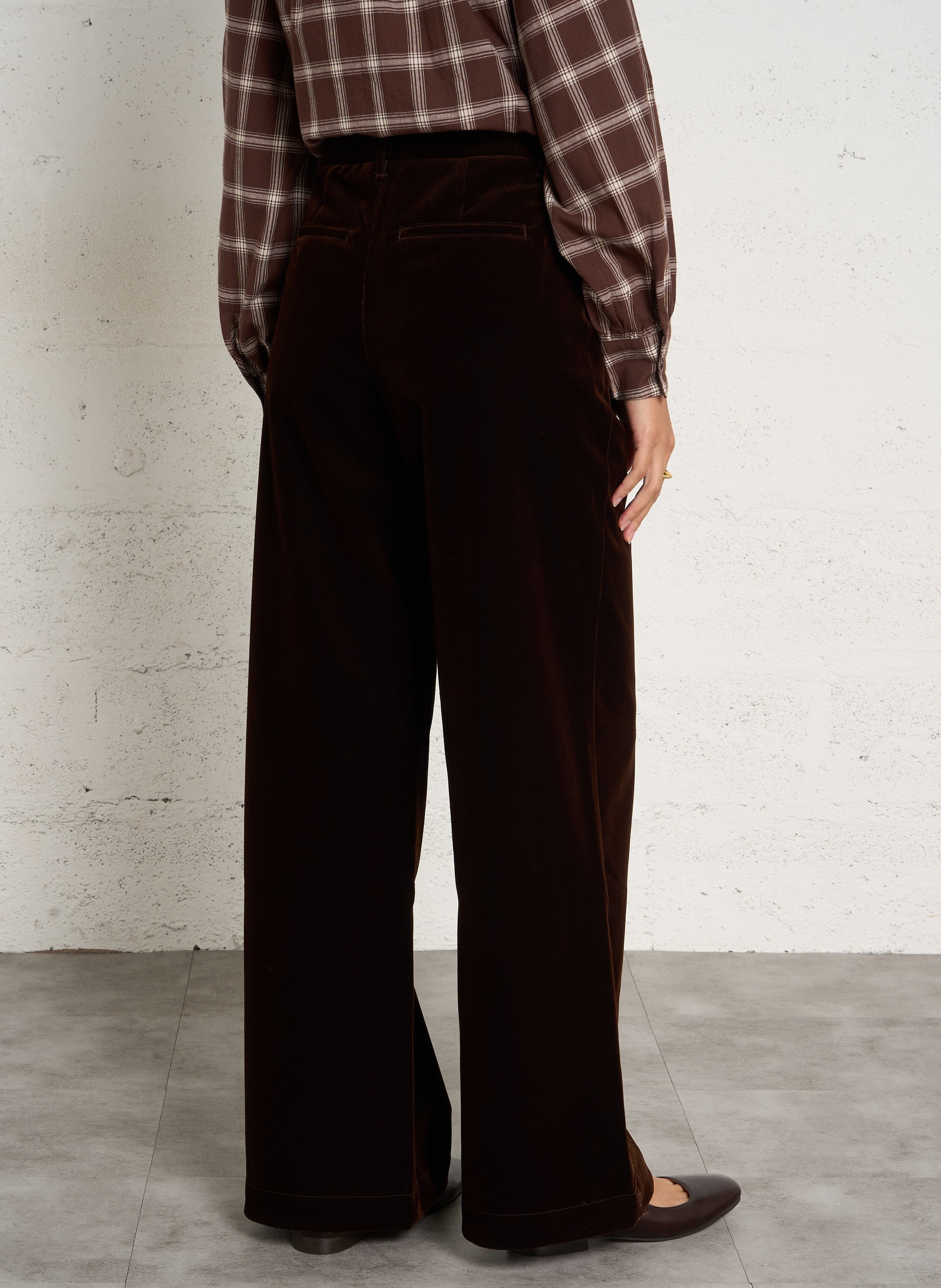 Pantalon large en velours  PETITE MENDIGOTE Marron