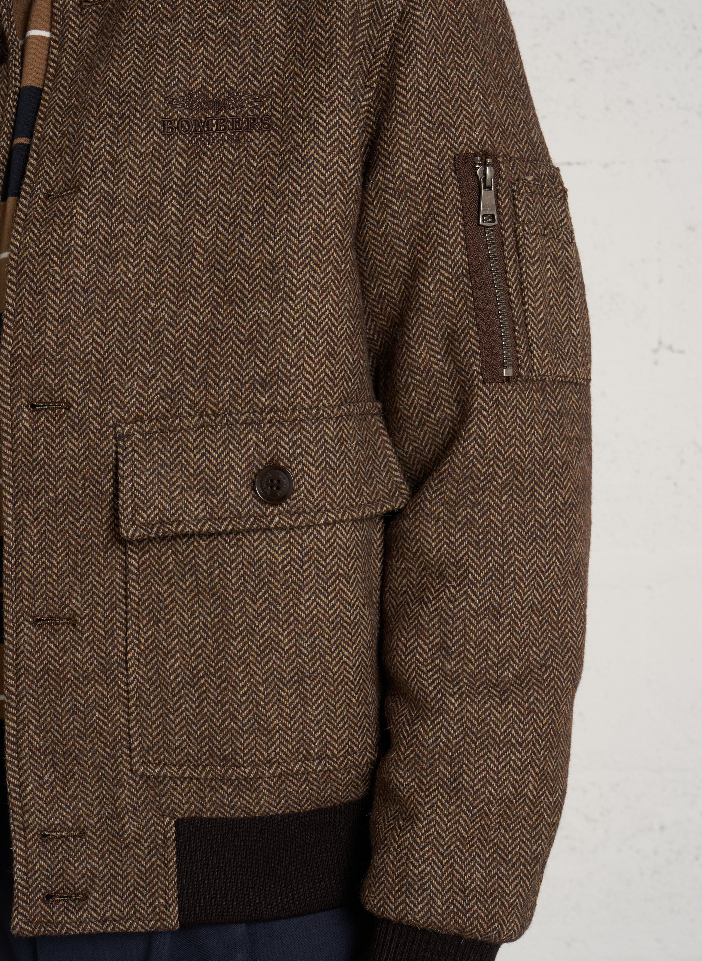 Blouson col montant à chevrons BOMBERS ORIGINAL Marron