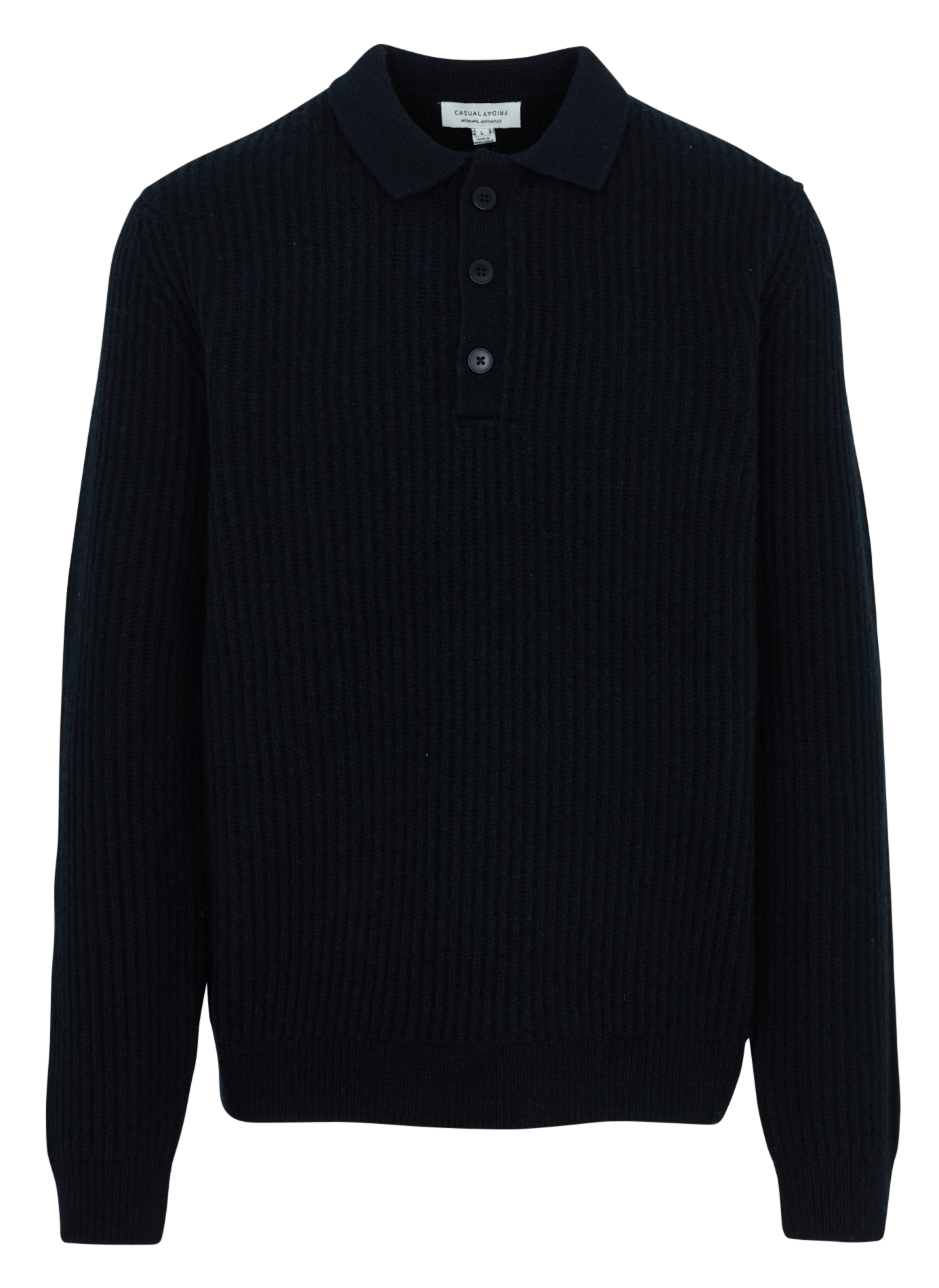 Straight-fit button-down collar jumper in a wool blend CASUAL FRIDAY Black
