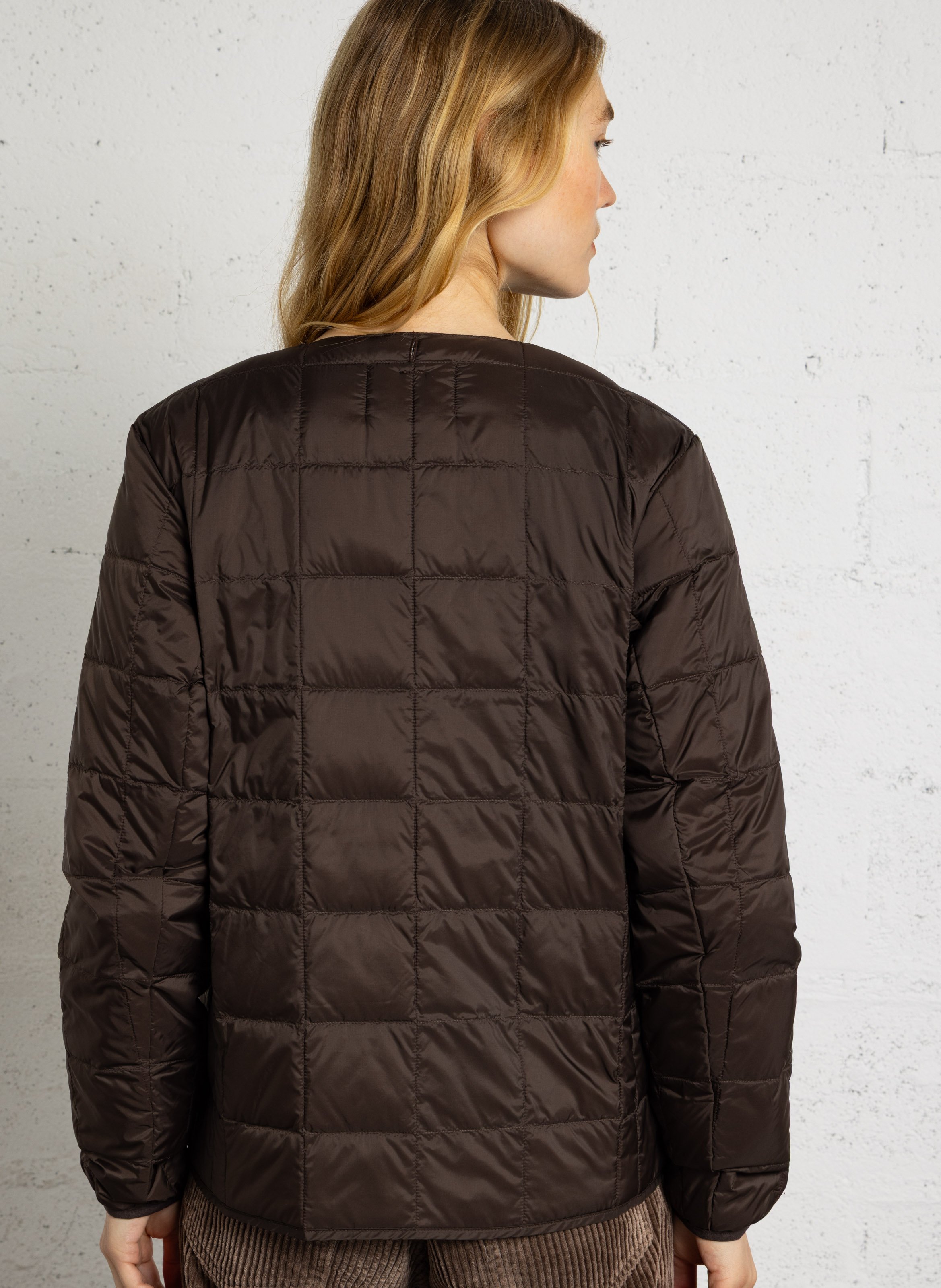 Veste col rond matelassée TAION Marron