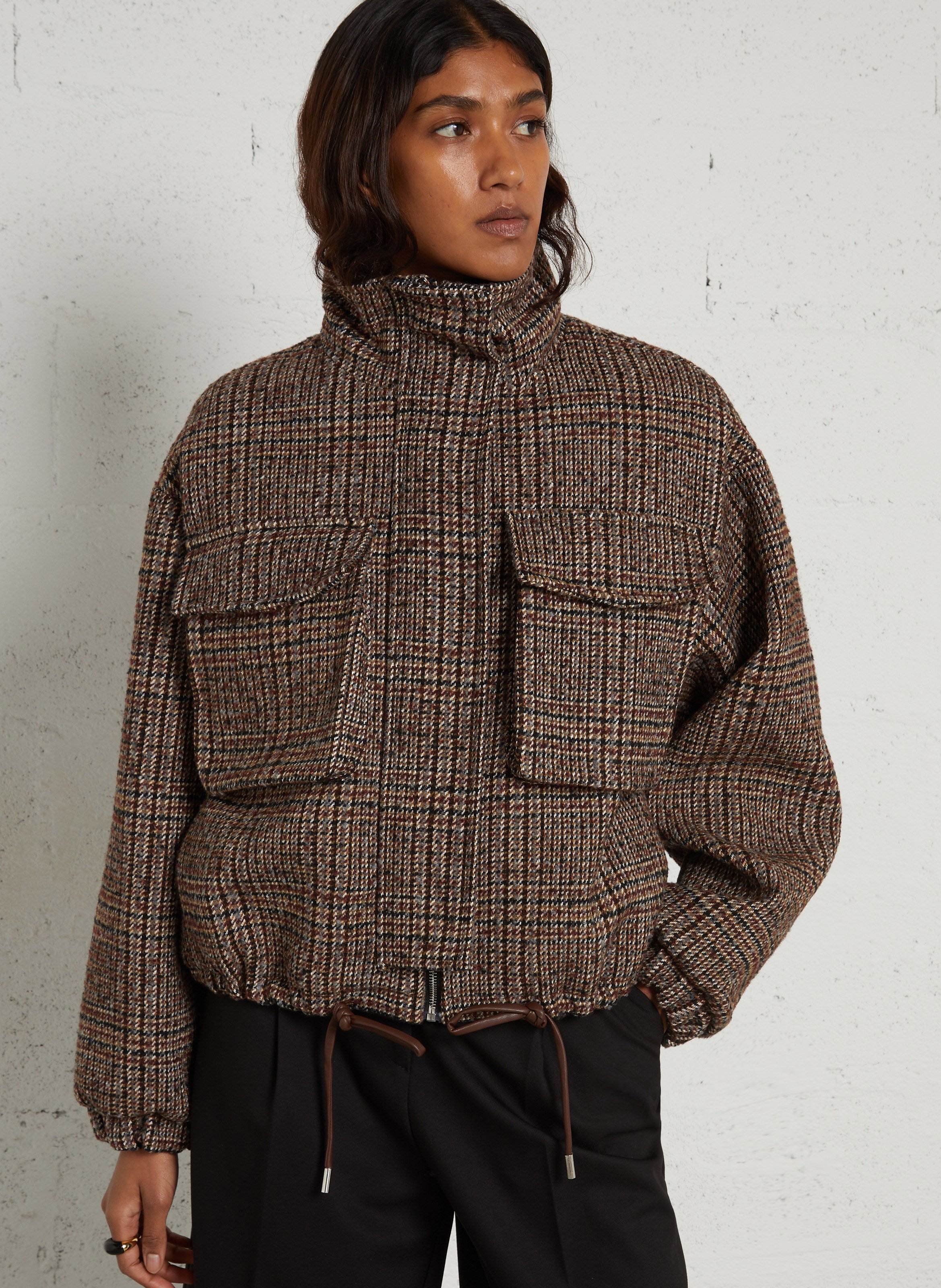 Straight-fit patterned high-neck jacket IMPERIAL Beige