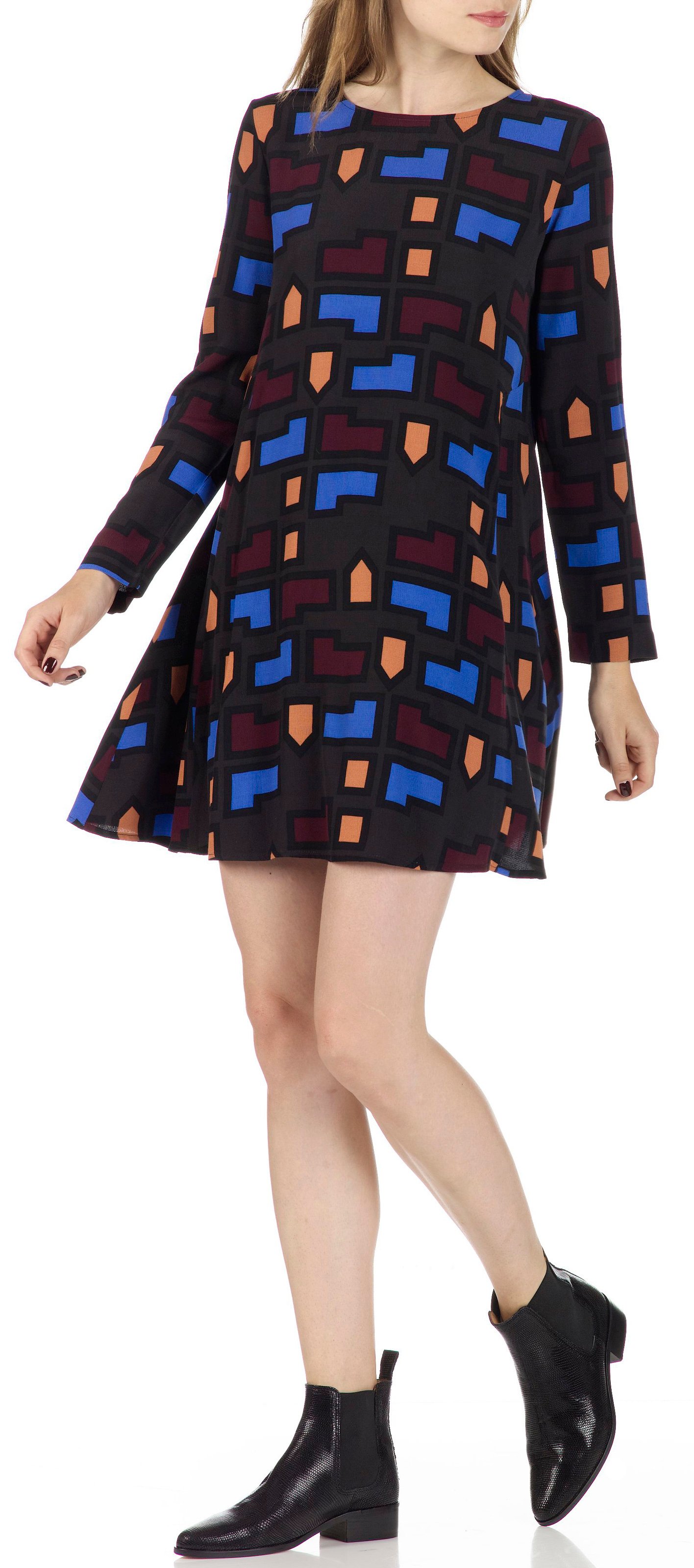 Short printed crepe dress  ATTIC AND BARN Grey