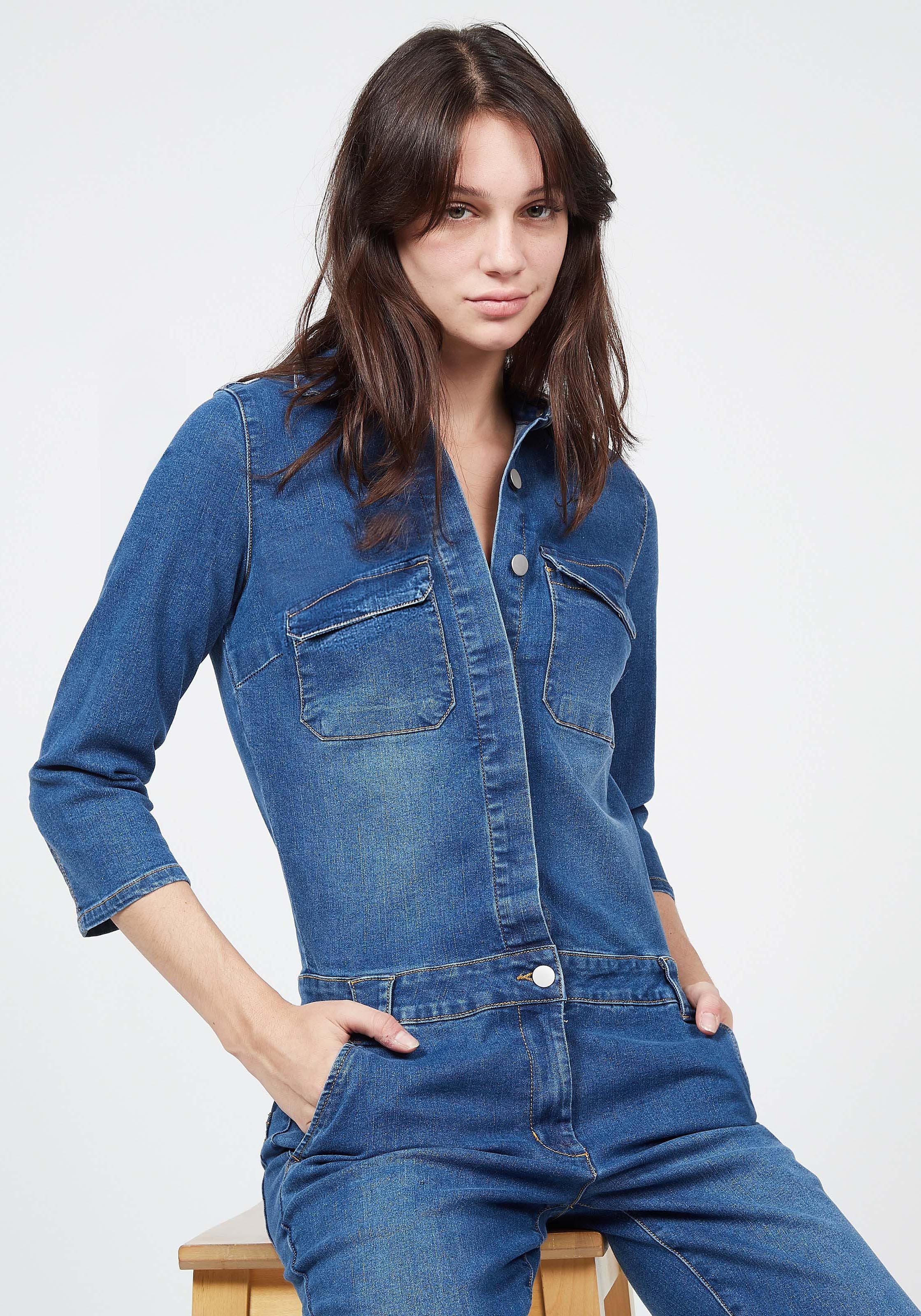 Jumpsuit Van Spijkerstof Medium Blue Denim Vila Dames Place des