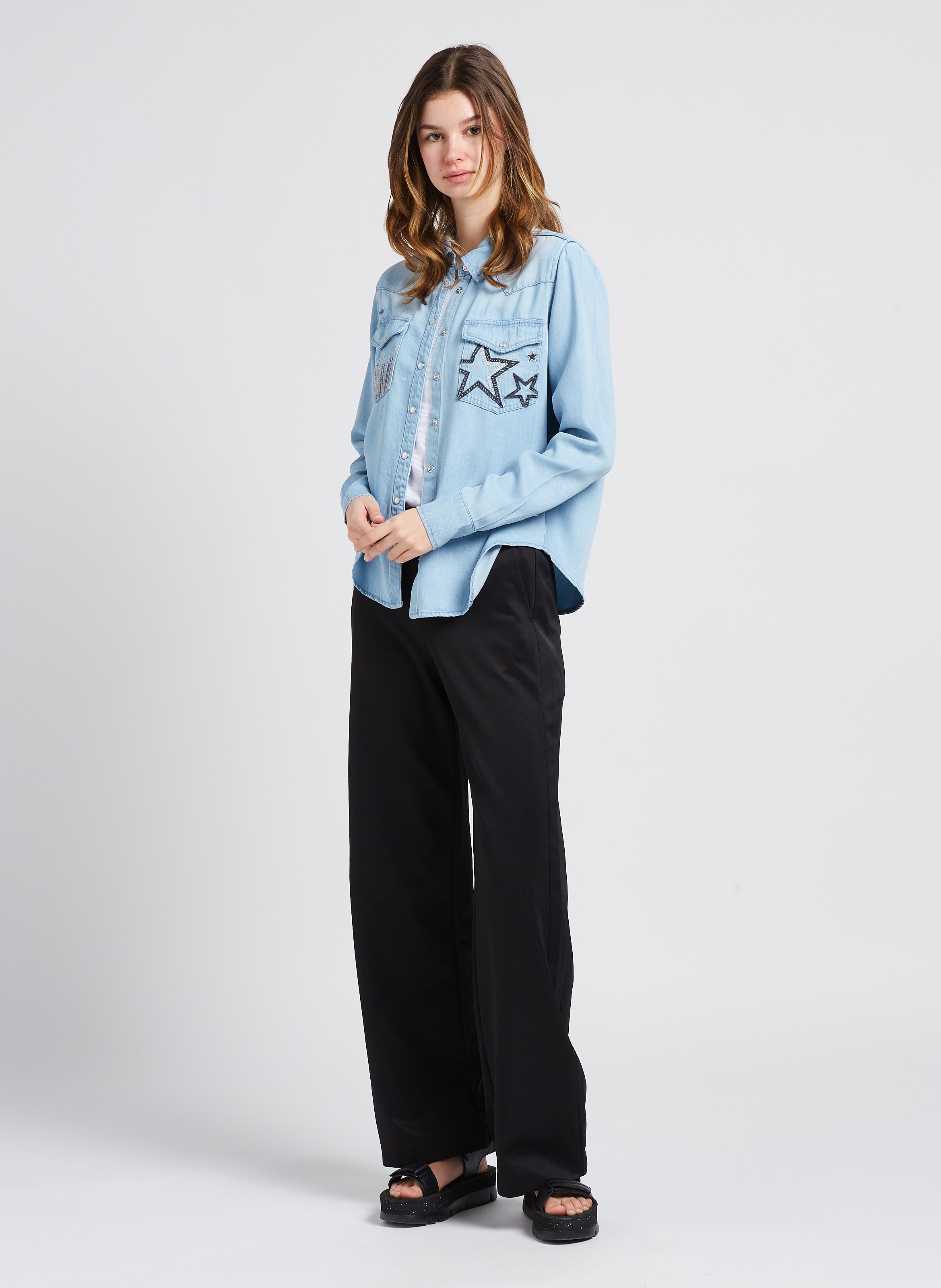 Wijde broek van jersey Zwart