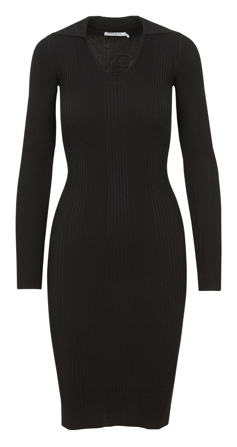 Robe longue col V moulante MOSS COPENHAGEN Noir