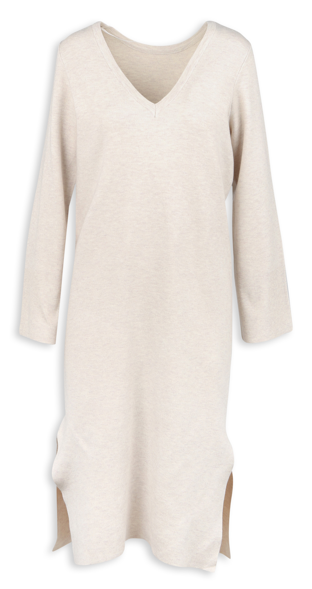 Robe pull longue droite à col V VILA Beige