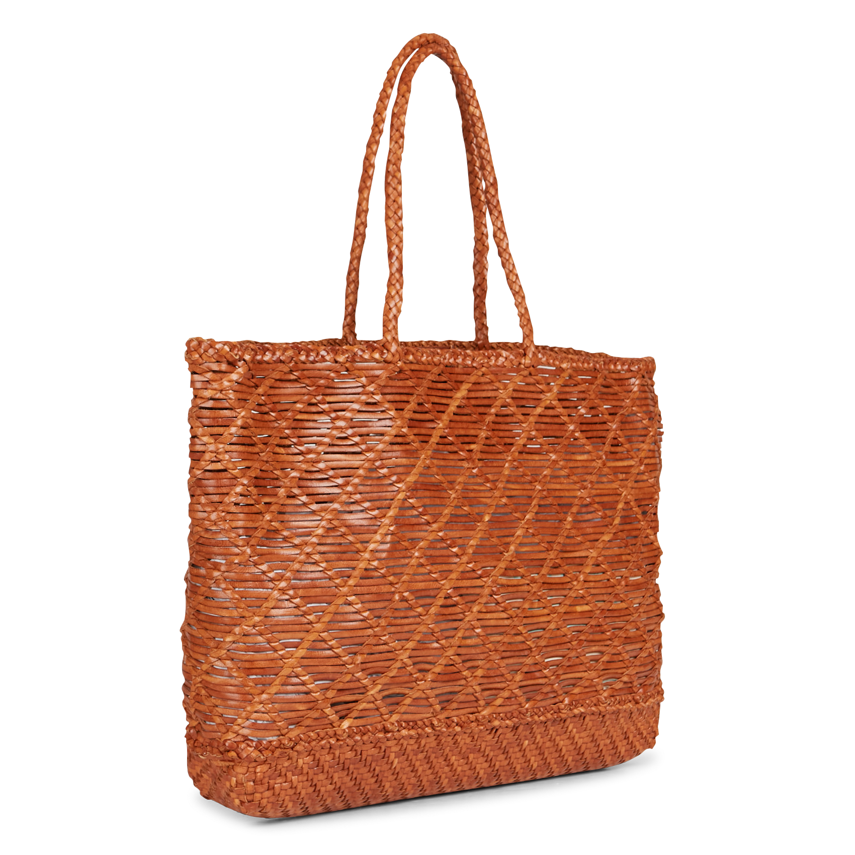 Panier tissé en cuir DRAGON DIFFUSION Marron
