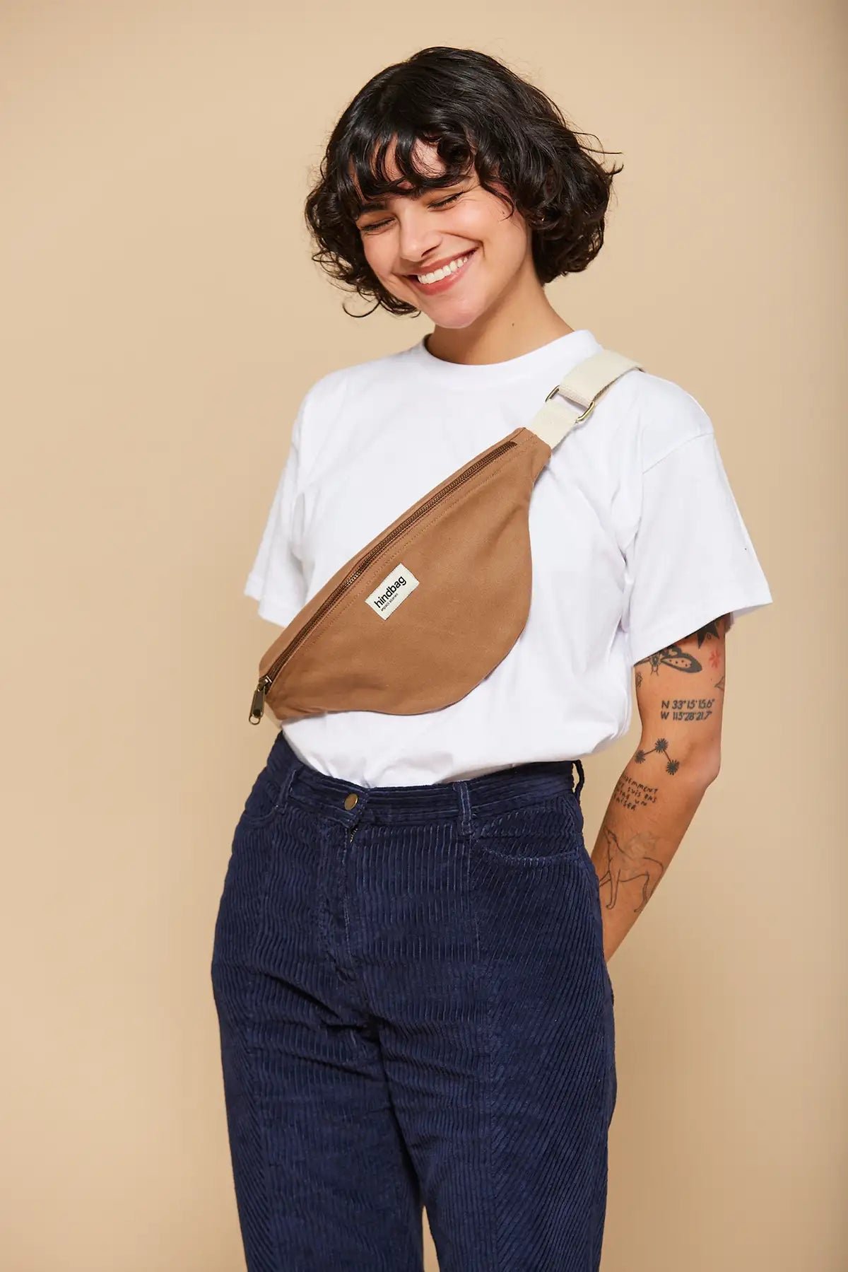 Cotton waist bag Brown
