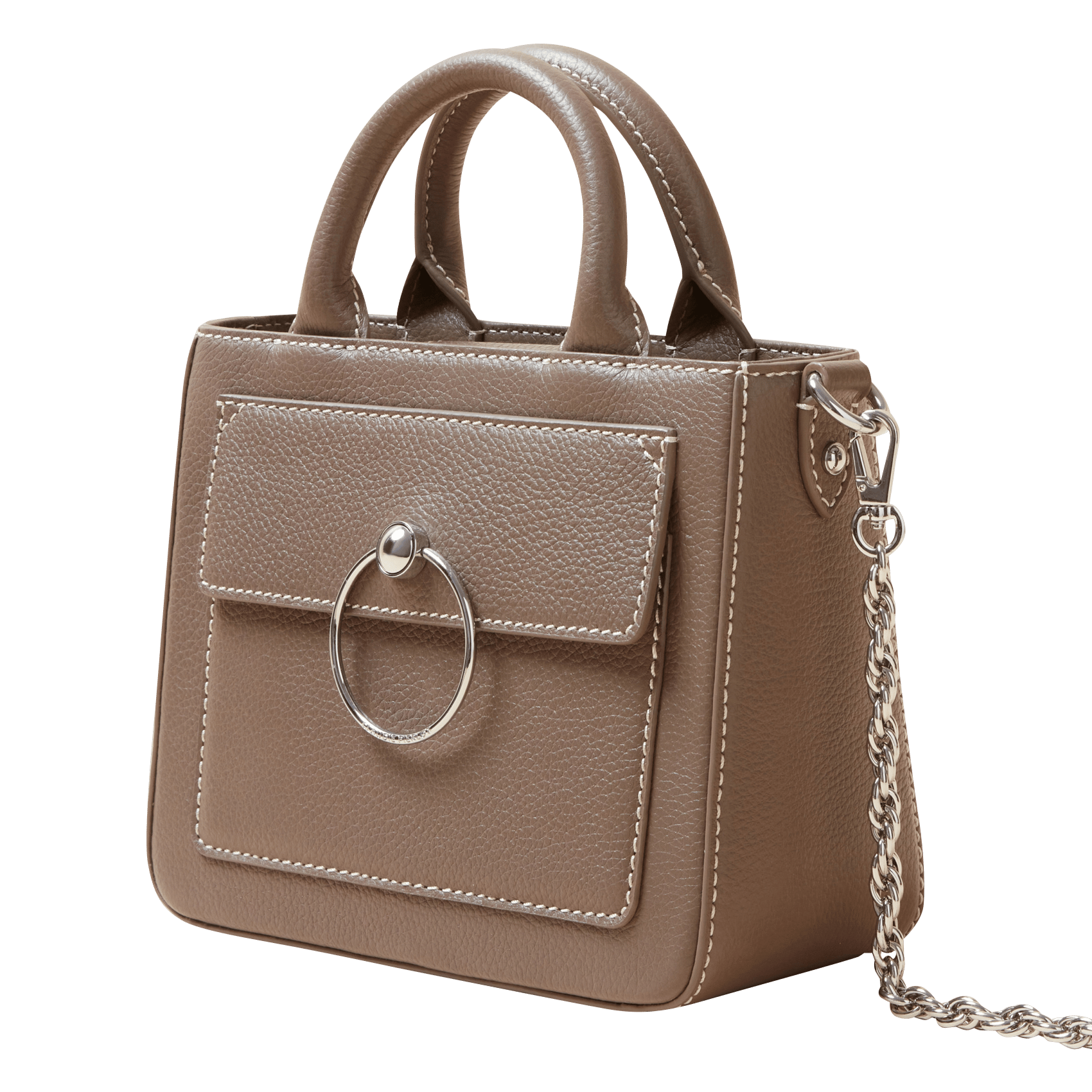 Schoudertas van generfd leer met ketting CLAUDIE PIERLOT Bruin