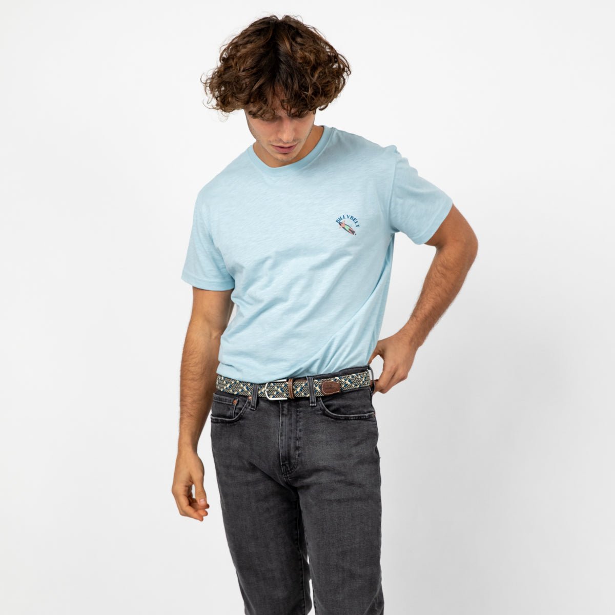 Multicolored braided elastic belt BILLYBELT Grey