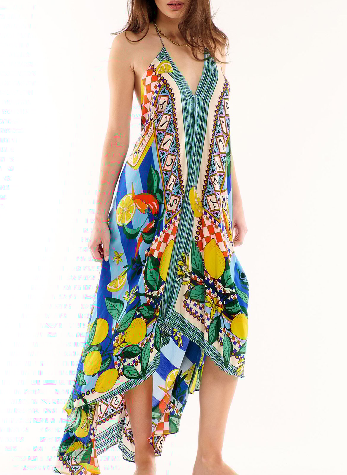 Flared printed midi dress WILD Blue