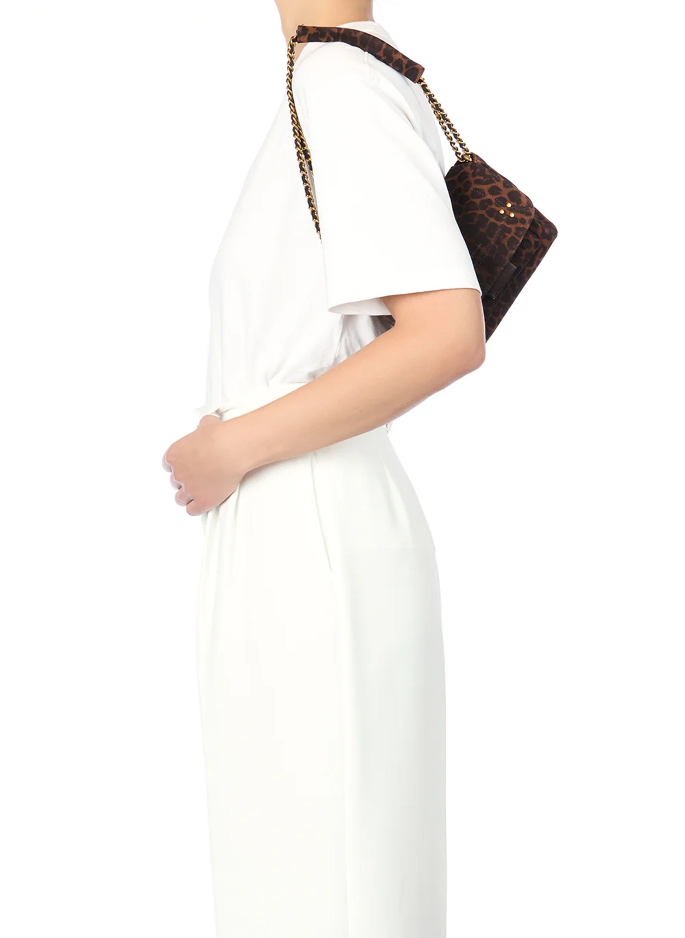 Mini velvet effect leather crossbody bag JEROME DREYFUSS Brown