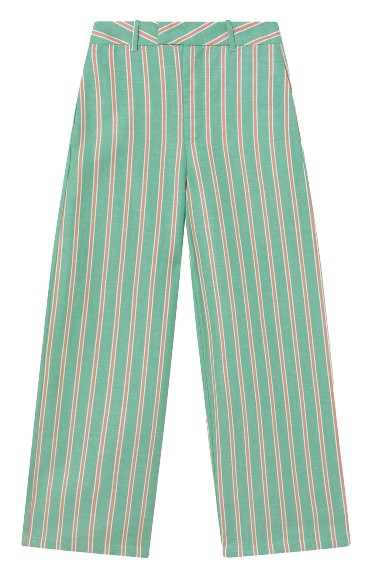 Wide-leg Striped Cotton Blend Pants THE TINY BIG SISTER Green